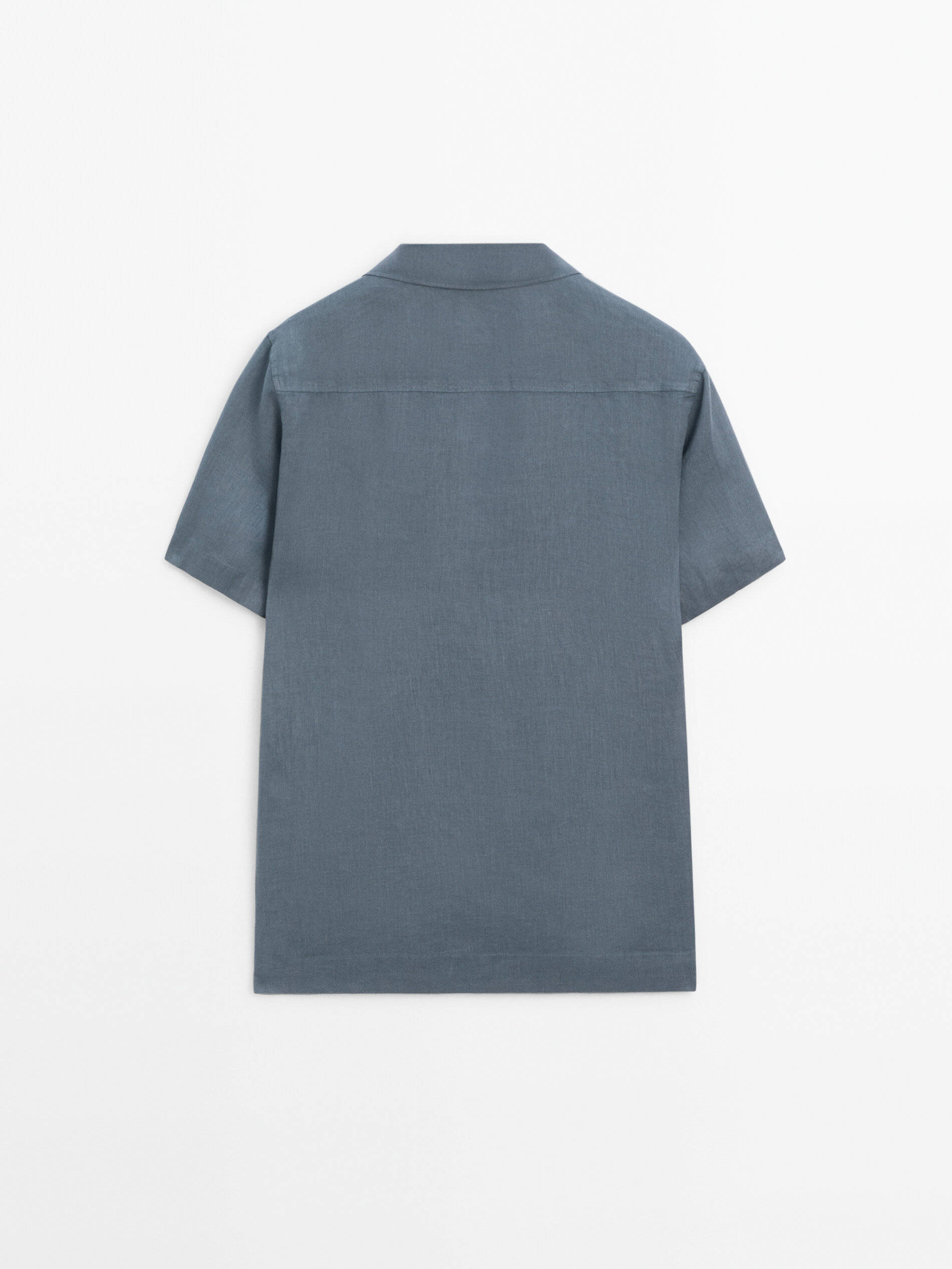 Camisa lino manga corta slim fit