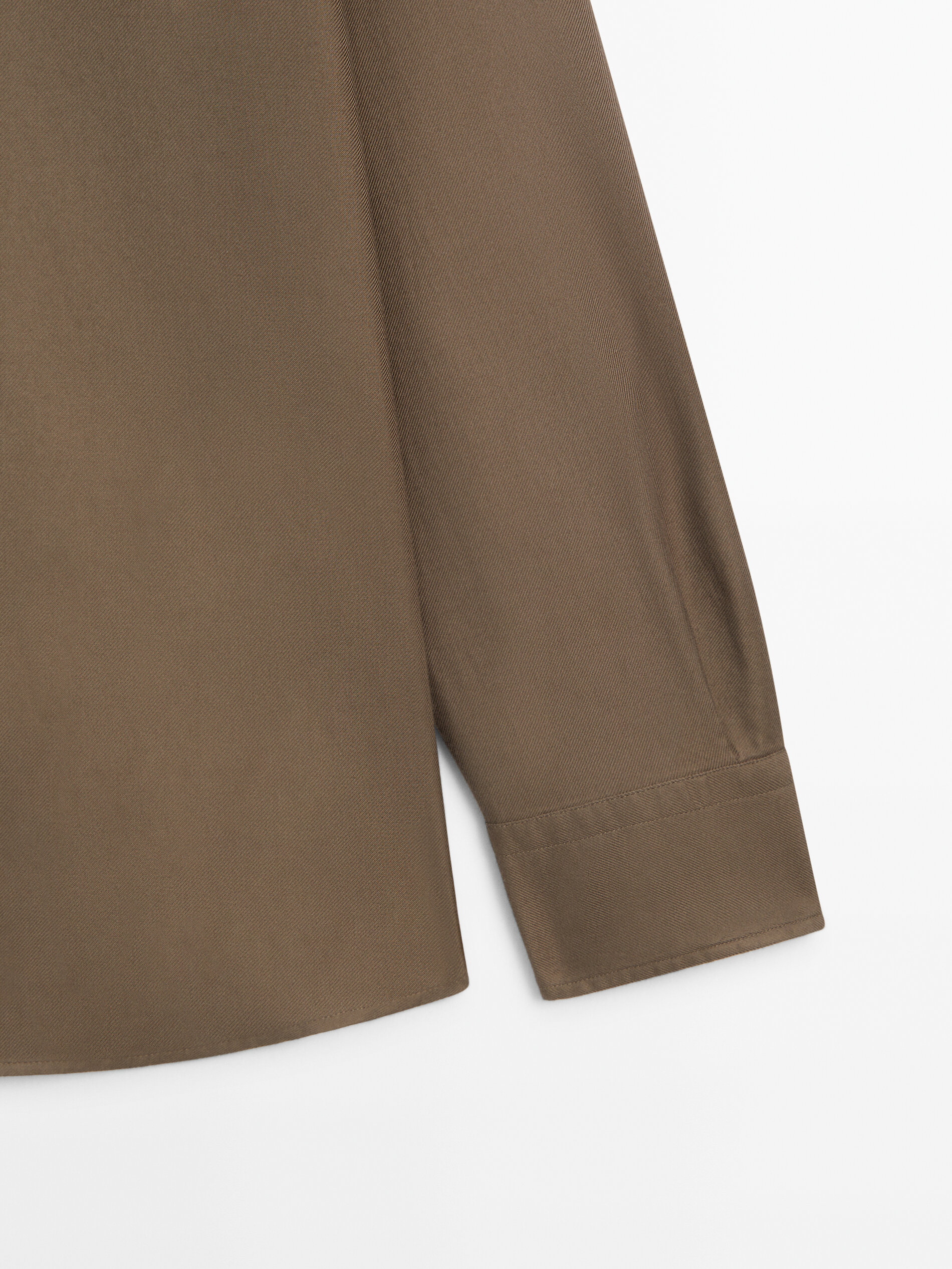 Slim-fit soft touch twill shirt · Taupe Grey, Navy Blue, Green