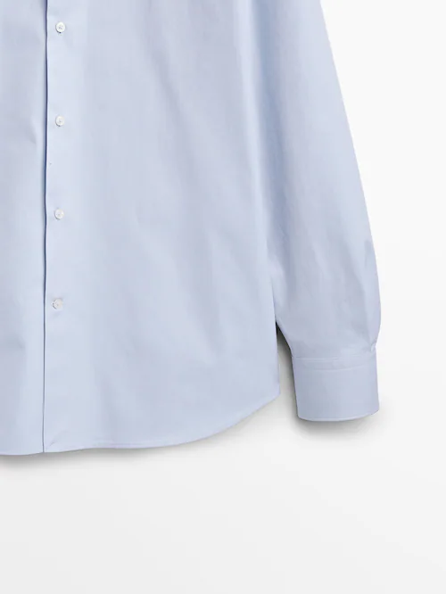 Slim fit cotton twill shirt · Sky Blue, White, Sky Blue · Shirts