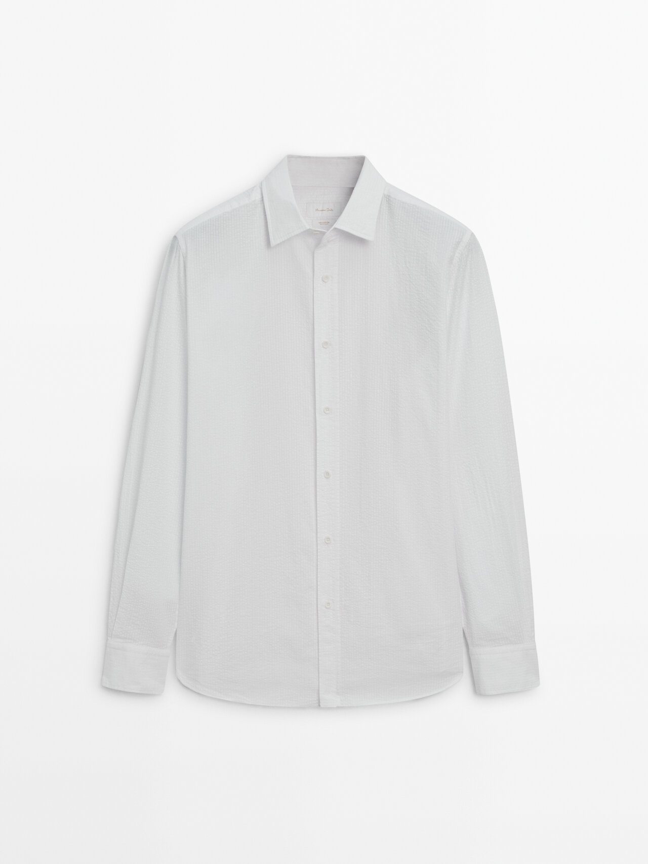 Shop Massimo Dutti Regular Fit Seersucker Textured Cotton Shirt In White