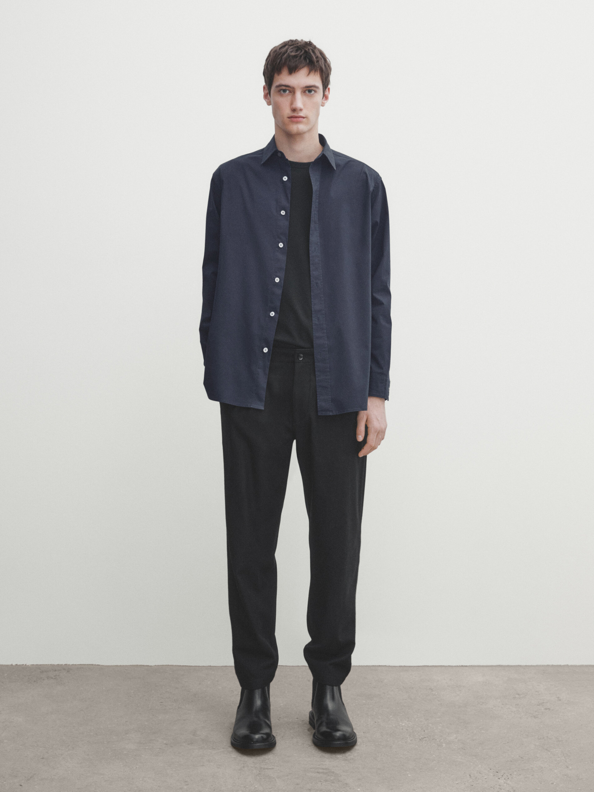 Stretch relaxed-fit cotton twill shirt