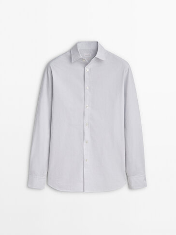 Regular-fit cotton striped shirt · Bluish Grey · Shirts | Massimo