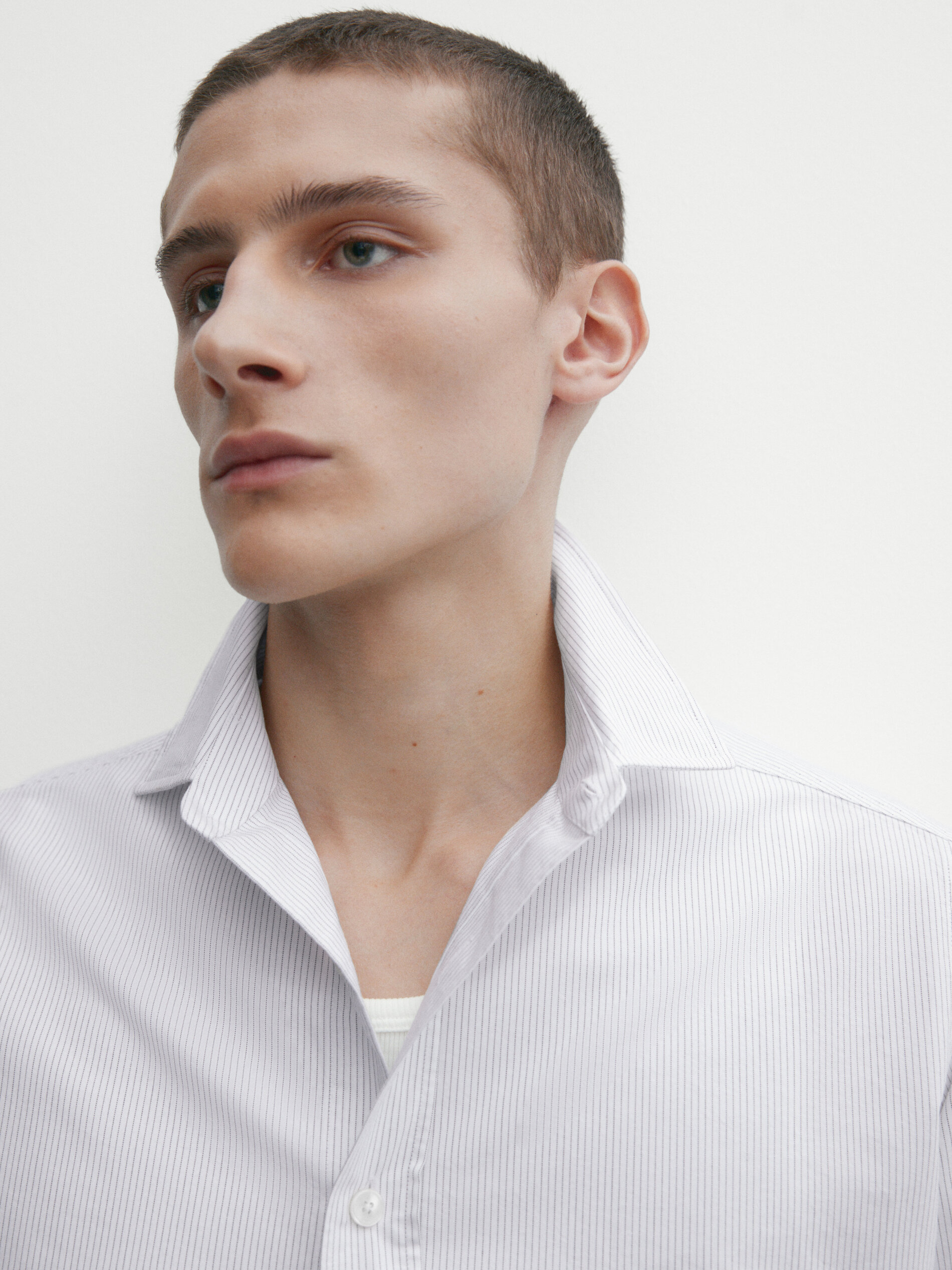 Regular-fit cotton striped shirt · Bluish Grey · Shirts | Massimo