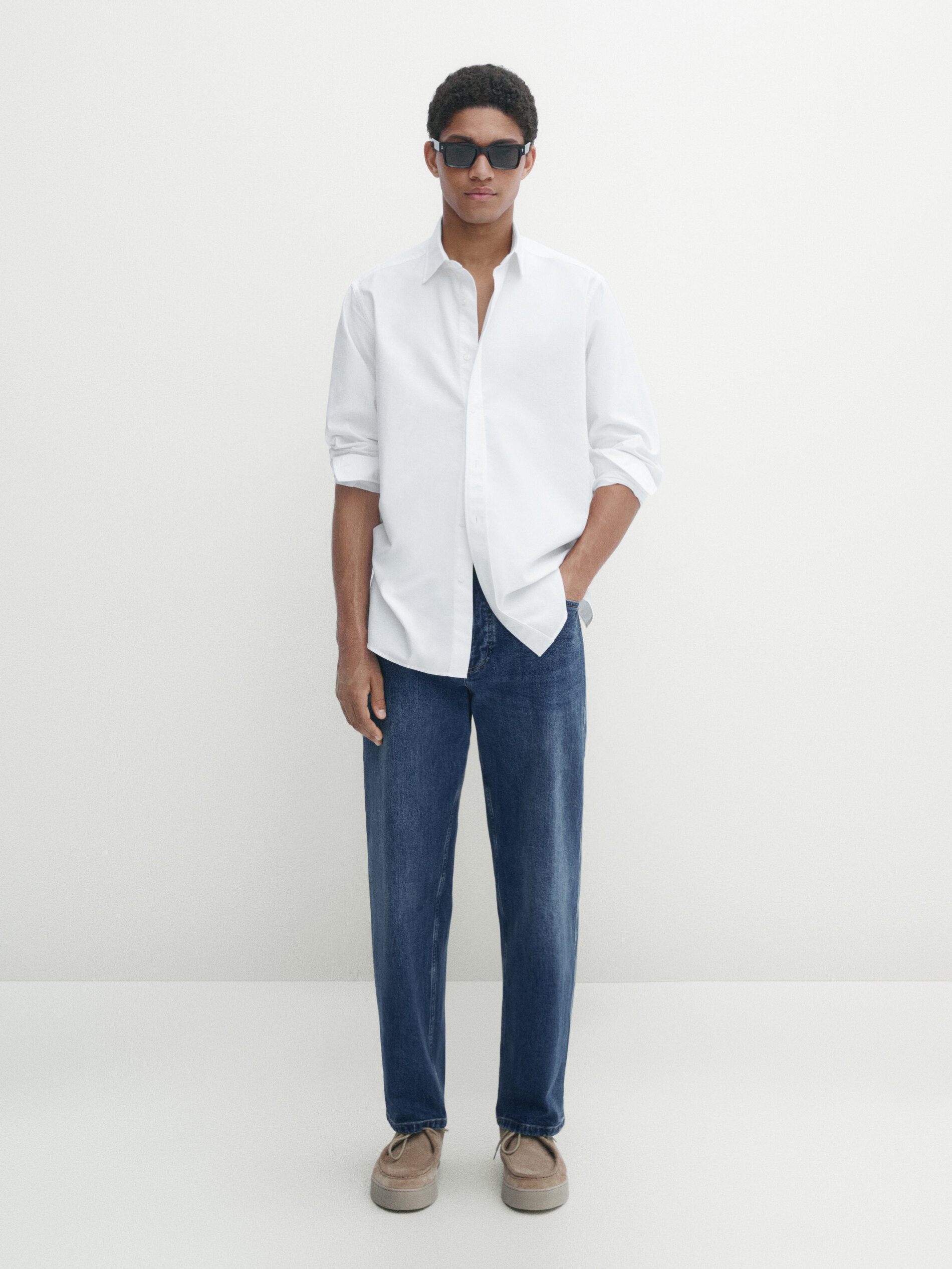 Massimo Dutti Weiches Oxfordhemd Aus Baumwolle Im Regular-fit In Weiss