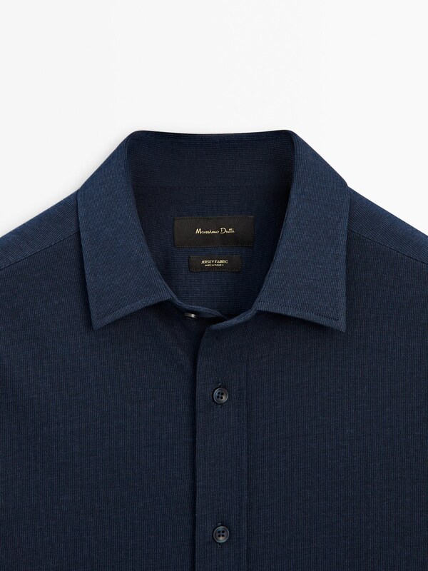 Slim fit cotton shirt · Navy Blue, Charcoal · Shirts | Massimo Dutti