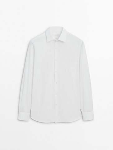 Slim fit cotton poplin shirt · White · Shirts | Massimo Dutti
