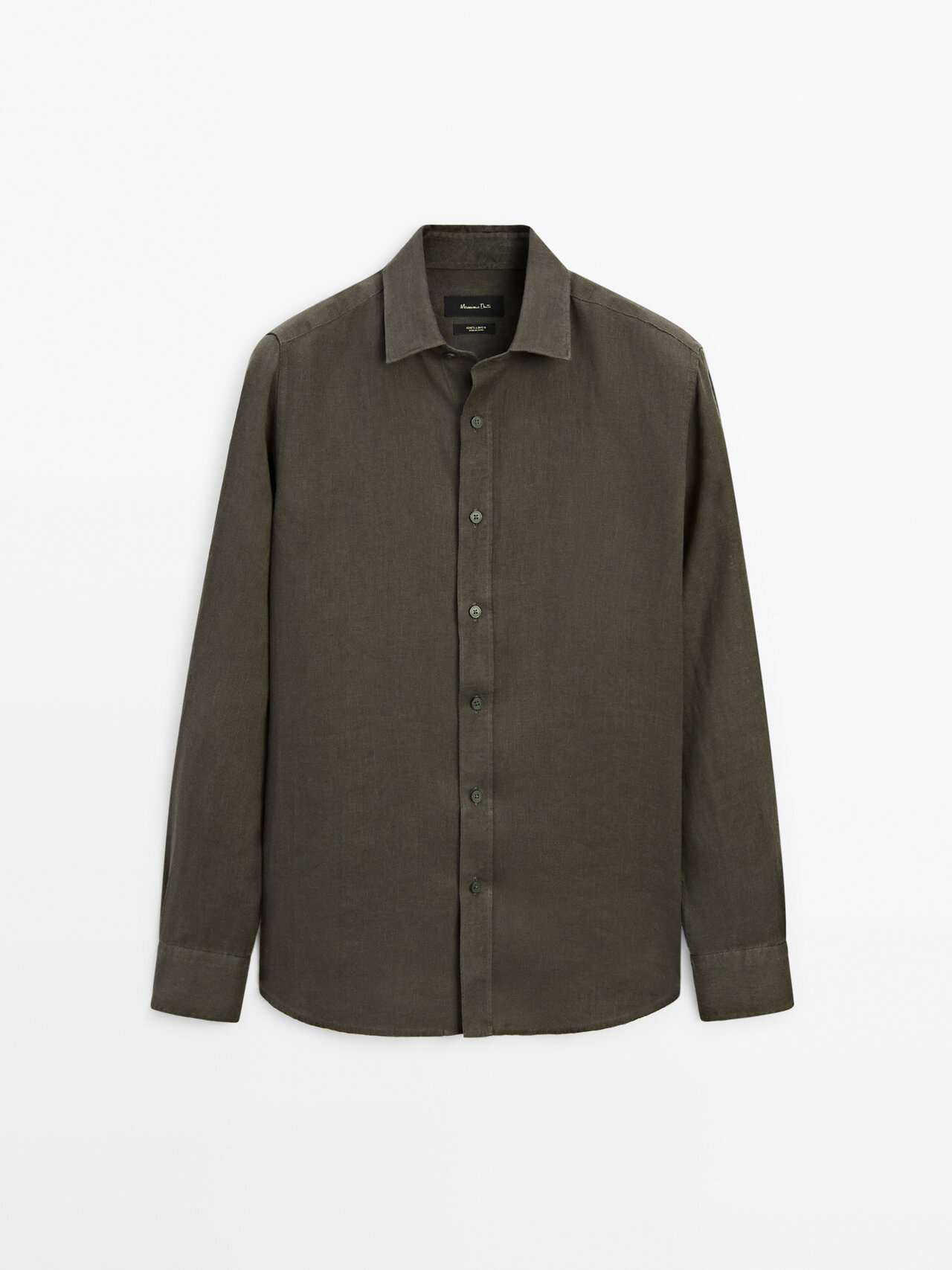 Shop Massimo Dutti Leinenhemd Aus Gefärbtem Garn Im Regular-fit In Dark Green