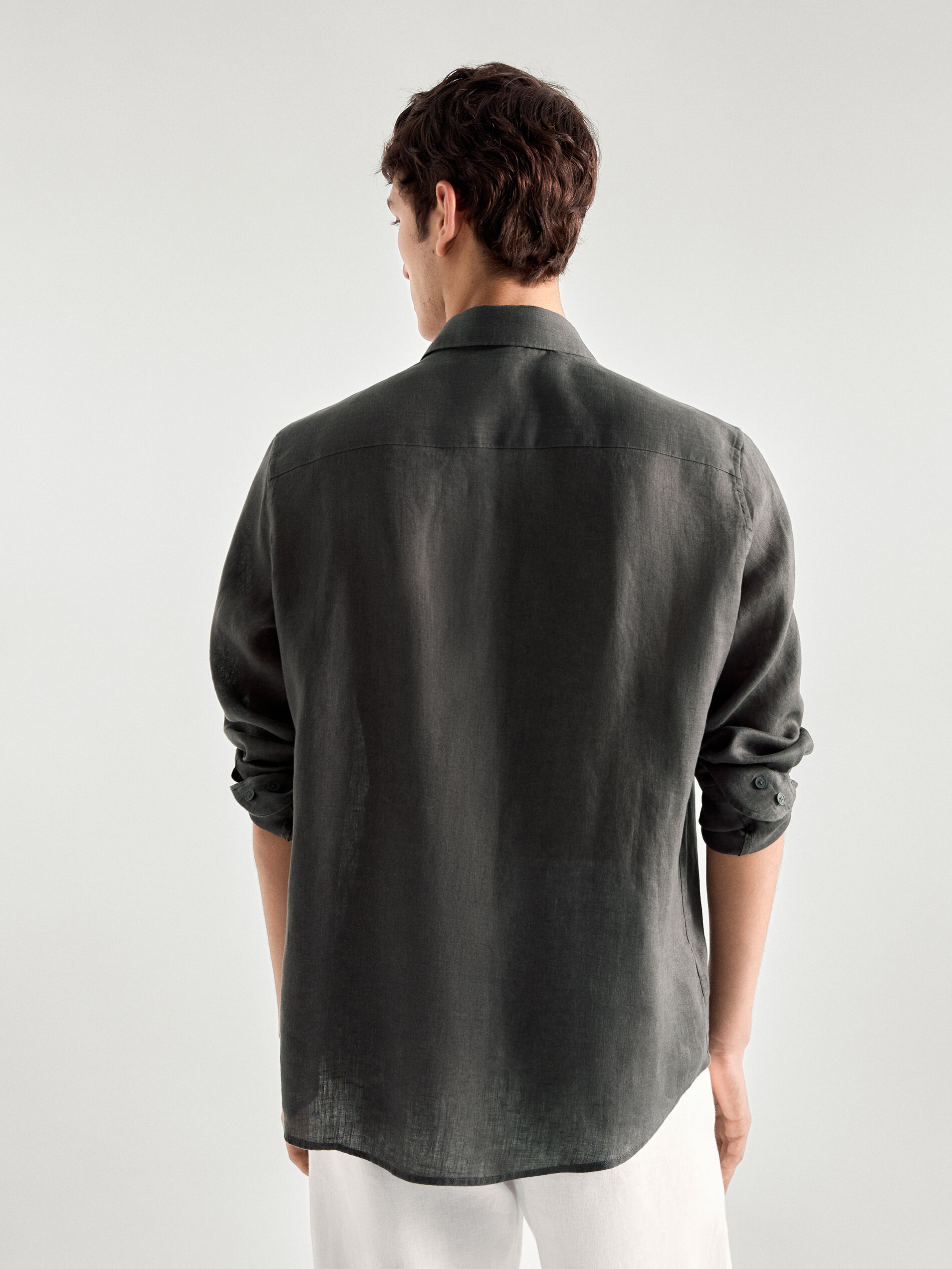 Dyed thread regular fit linen shirt