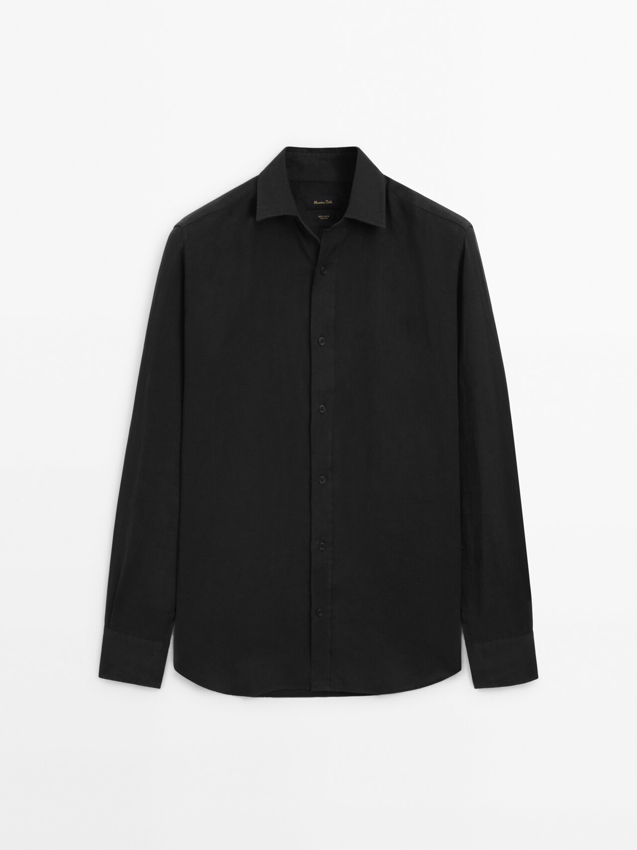 Shop Massimo Dutti 100% Linen Regular Fit Shirt In Black