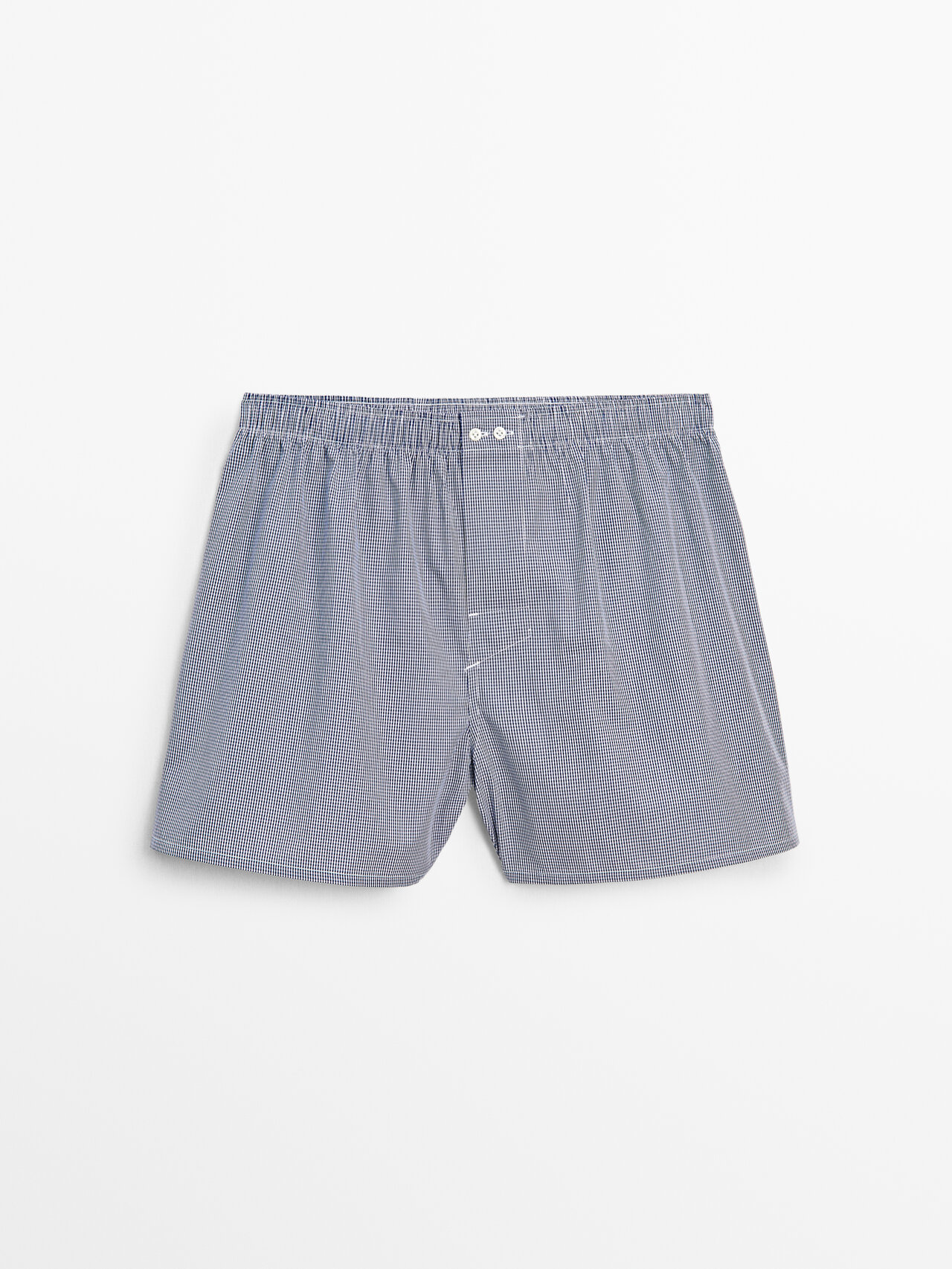 Massimo Dutti Gingham Poplin Boxers In Navy Blue