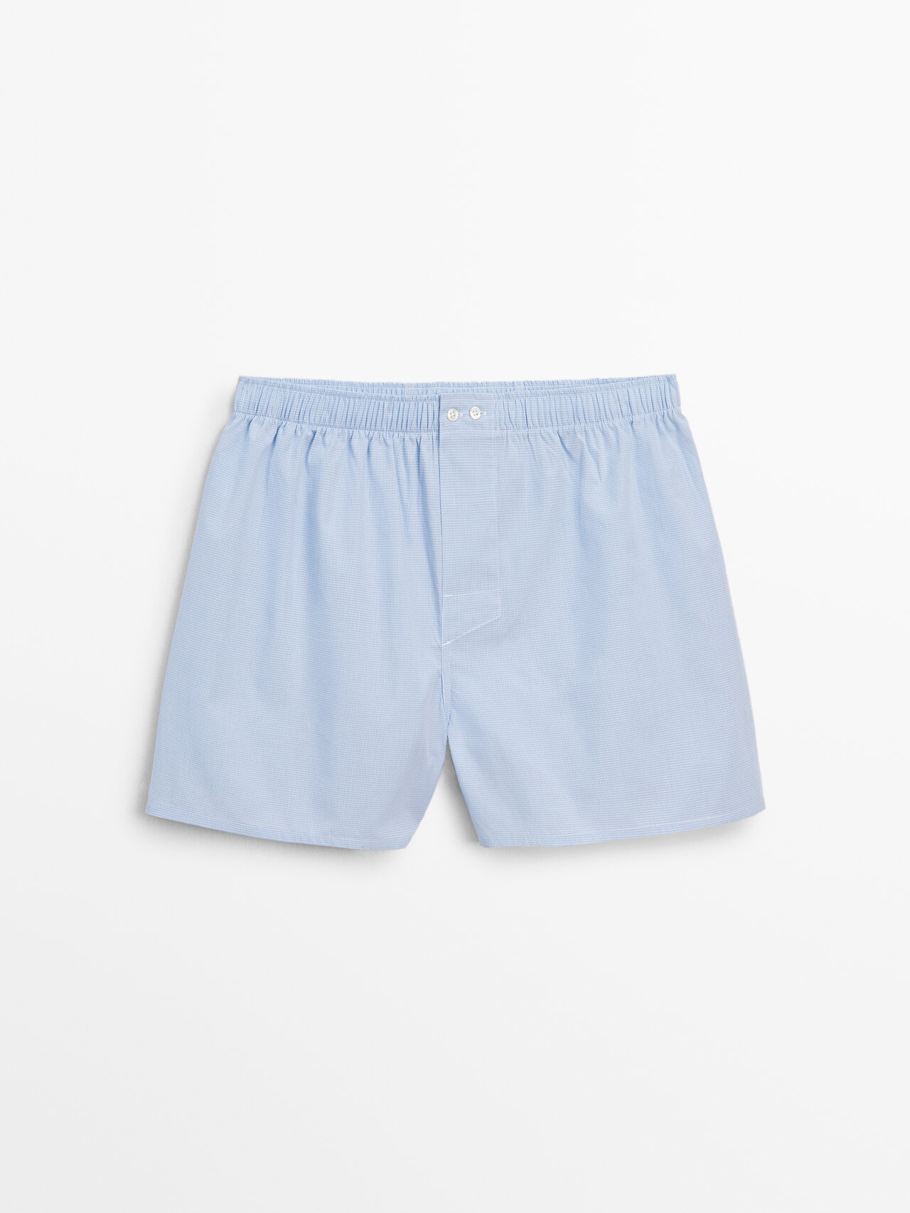 Massimo Dutti Gingham Poplin Boxers In Sky Blue