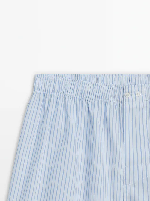 Striped poplin boxers · White · Homewear