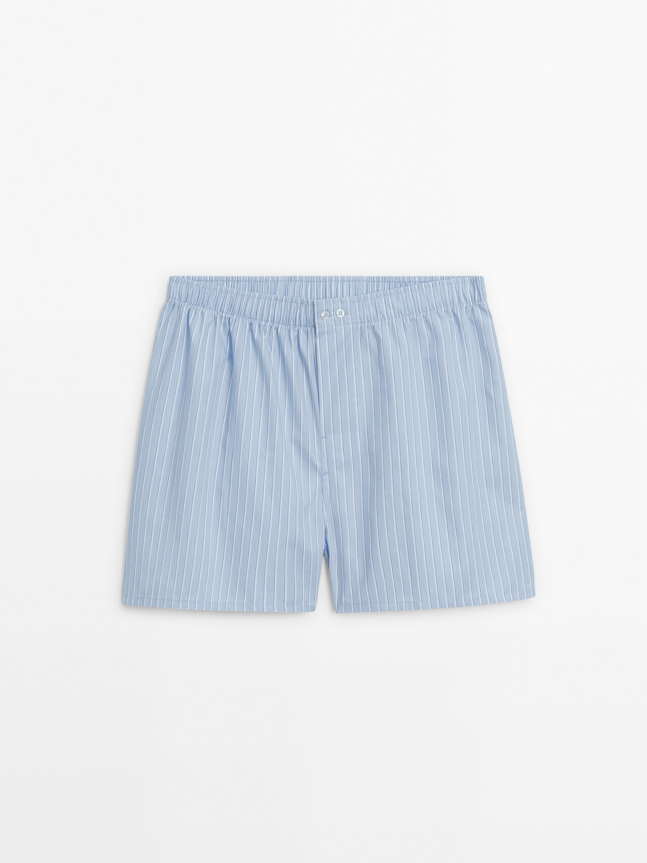 Massimo Dutti Striped Poplin Boxers In Sky Blue