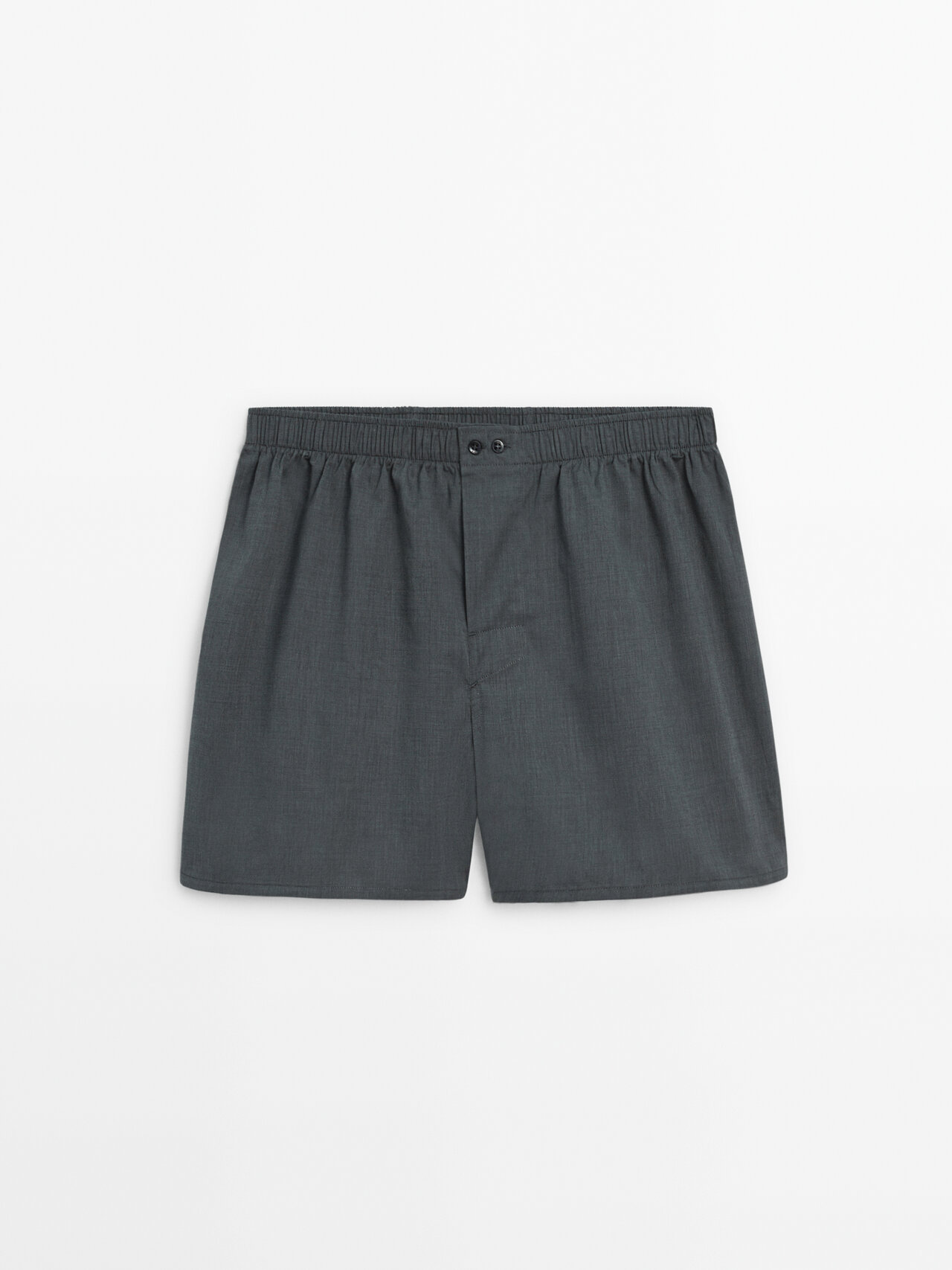 Massimo Dutti Fil-fil Cotton Boxers In Charcoal