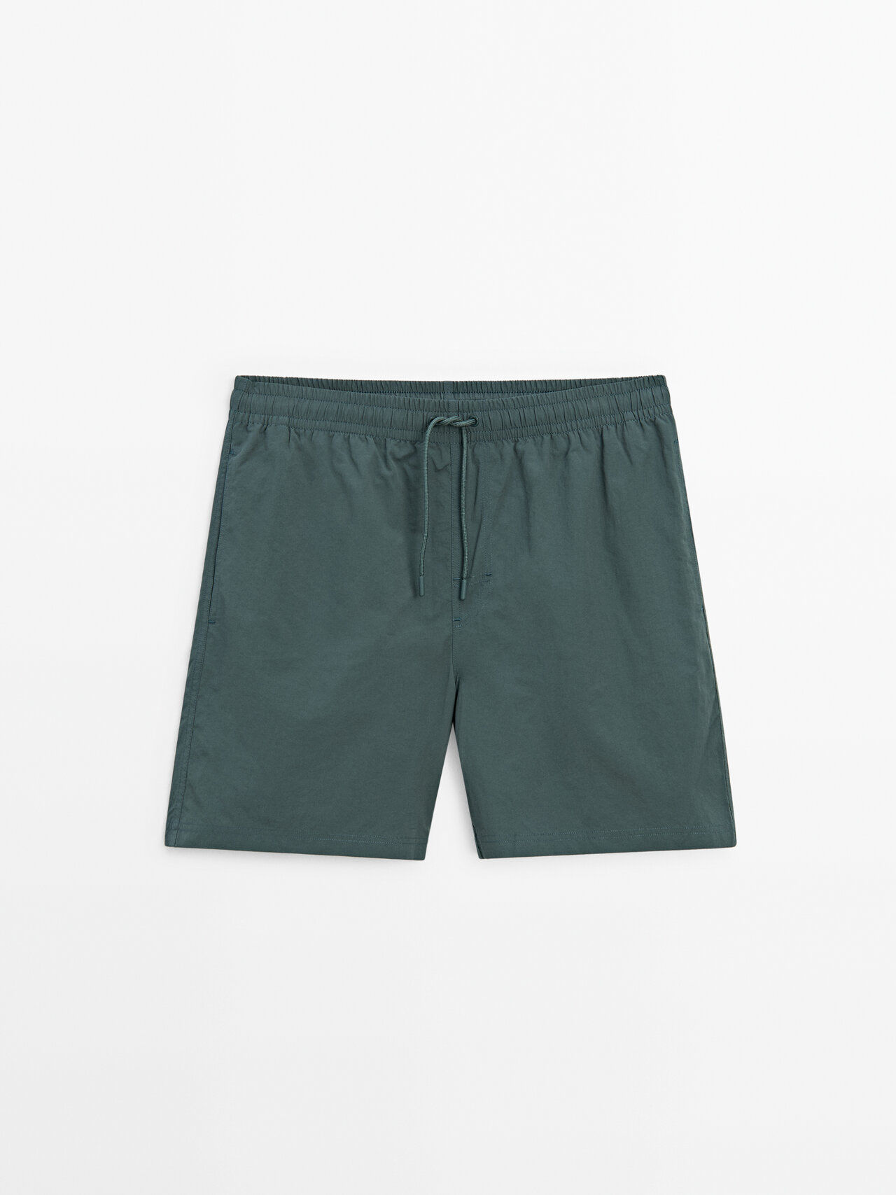 Massimo Dutti Plain Swimsuit Trunks In Dark Green Marl