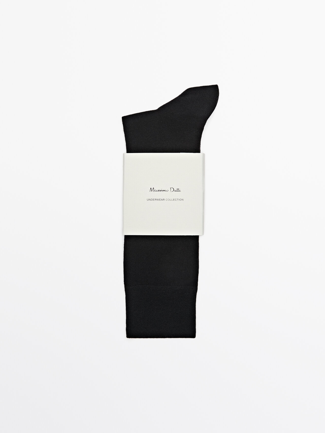 Shop Massimo Dutti Mercerised Cotton Blend Long Socks In Black