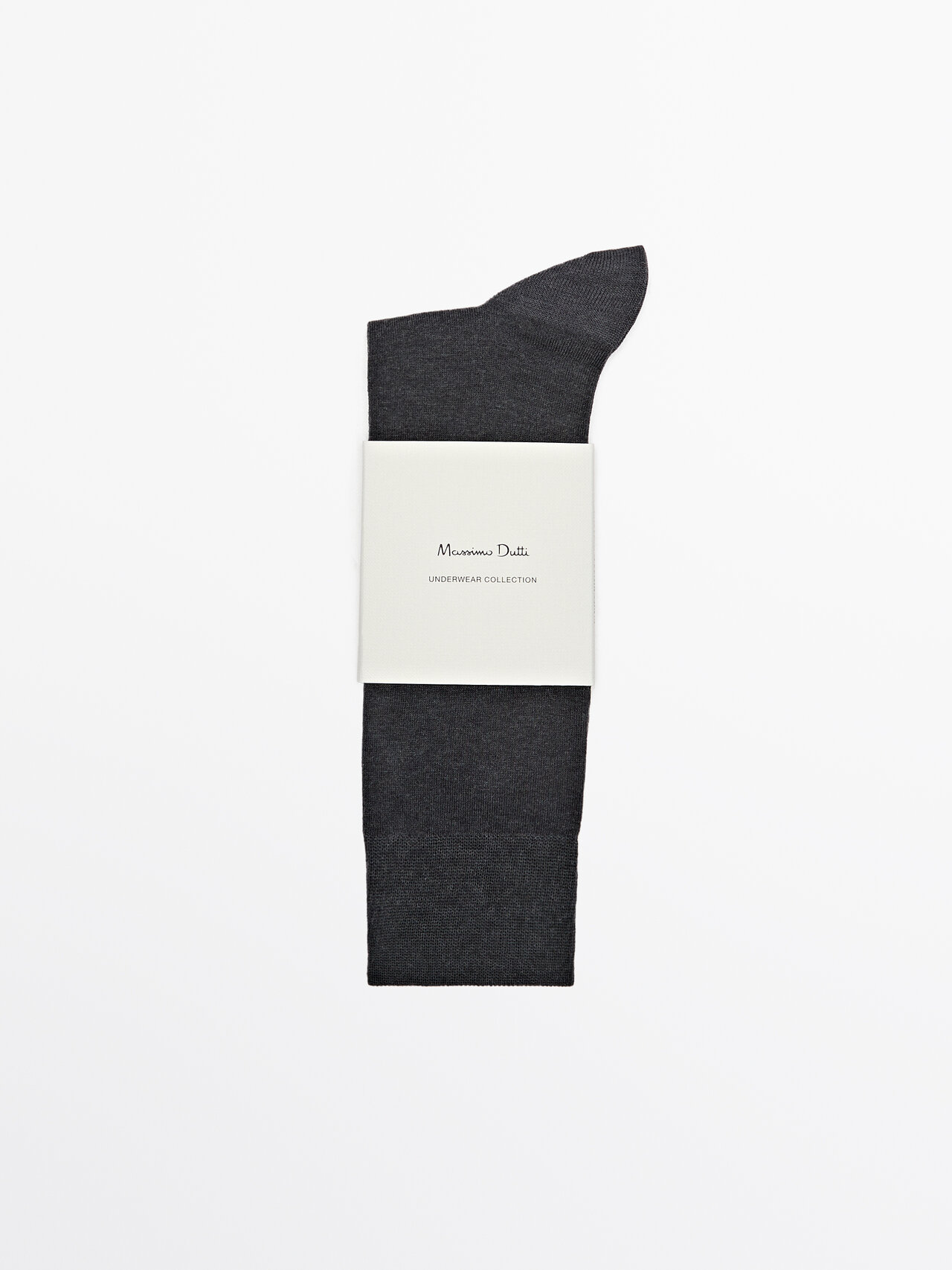 Shop Massimo Dutti Mercerised Cotton Blend Long Socks In Charcoal