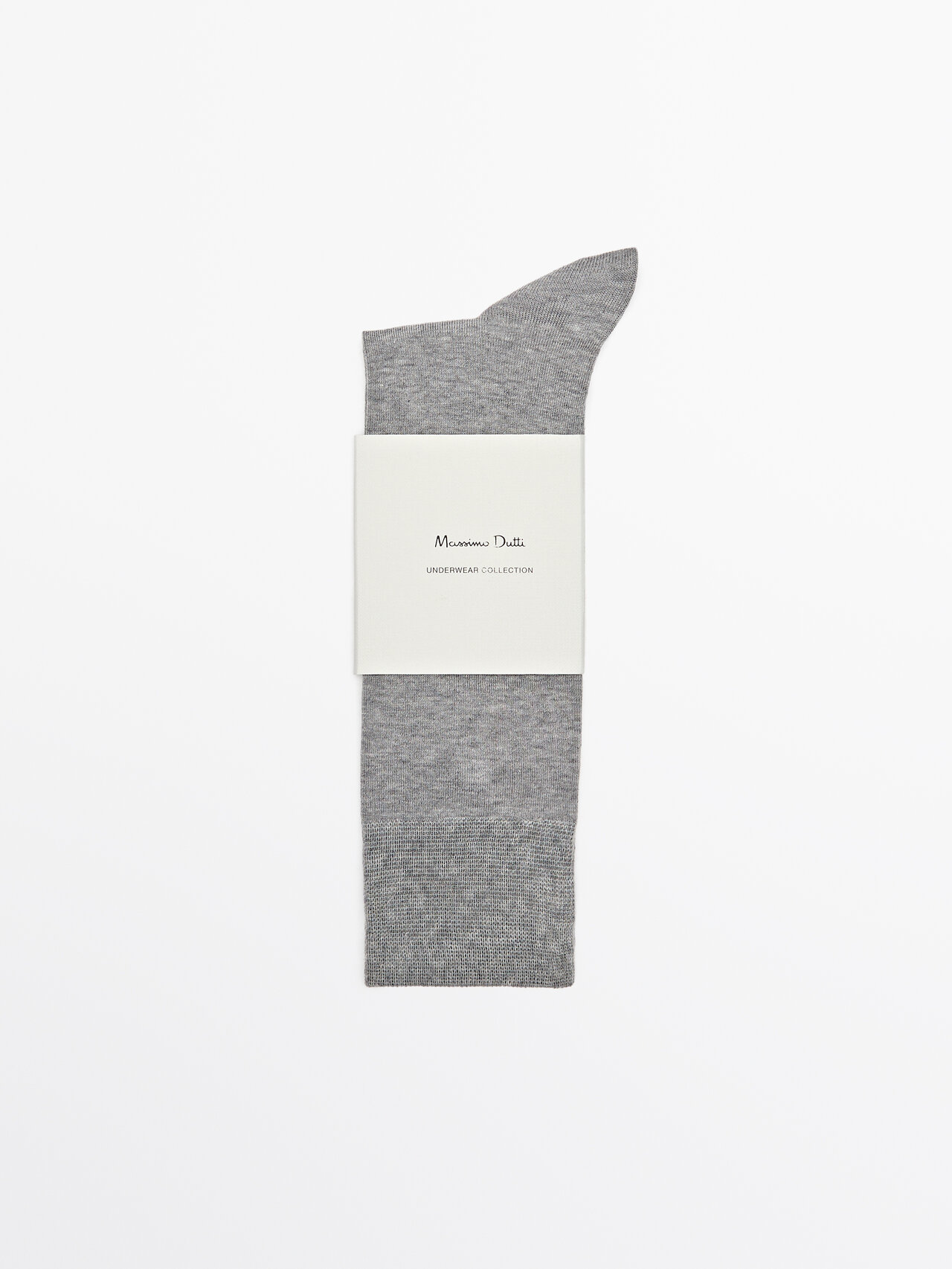 Massimo Dutti Mercerised Cotton Blend Long Socks In Pearl Grey