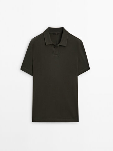 เสื้อโปโลแขนสั้นผ้าฝ้ายเนื้อทอ