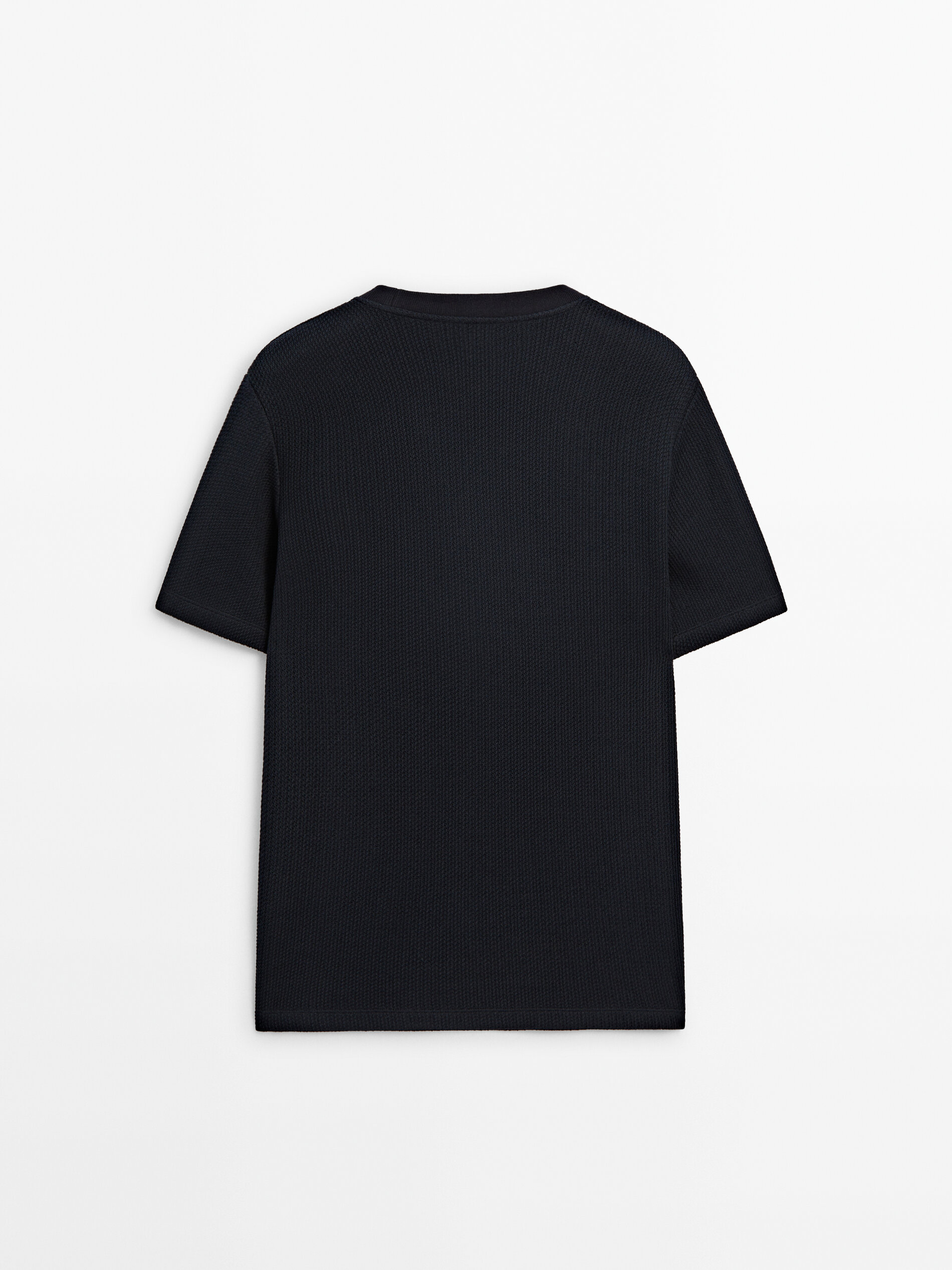 Cableknit short sleeve Tshirt · Navy Blue · Polo Shirts And Tshirts