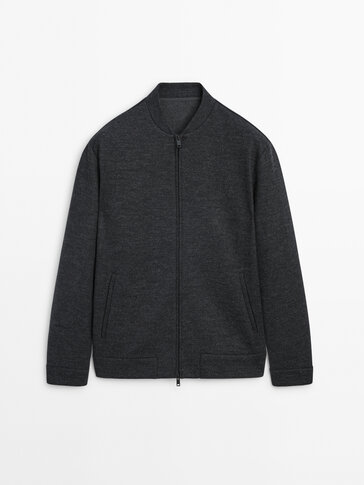 Men's wool bomber top jacket