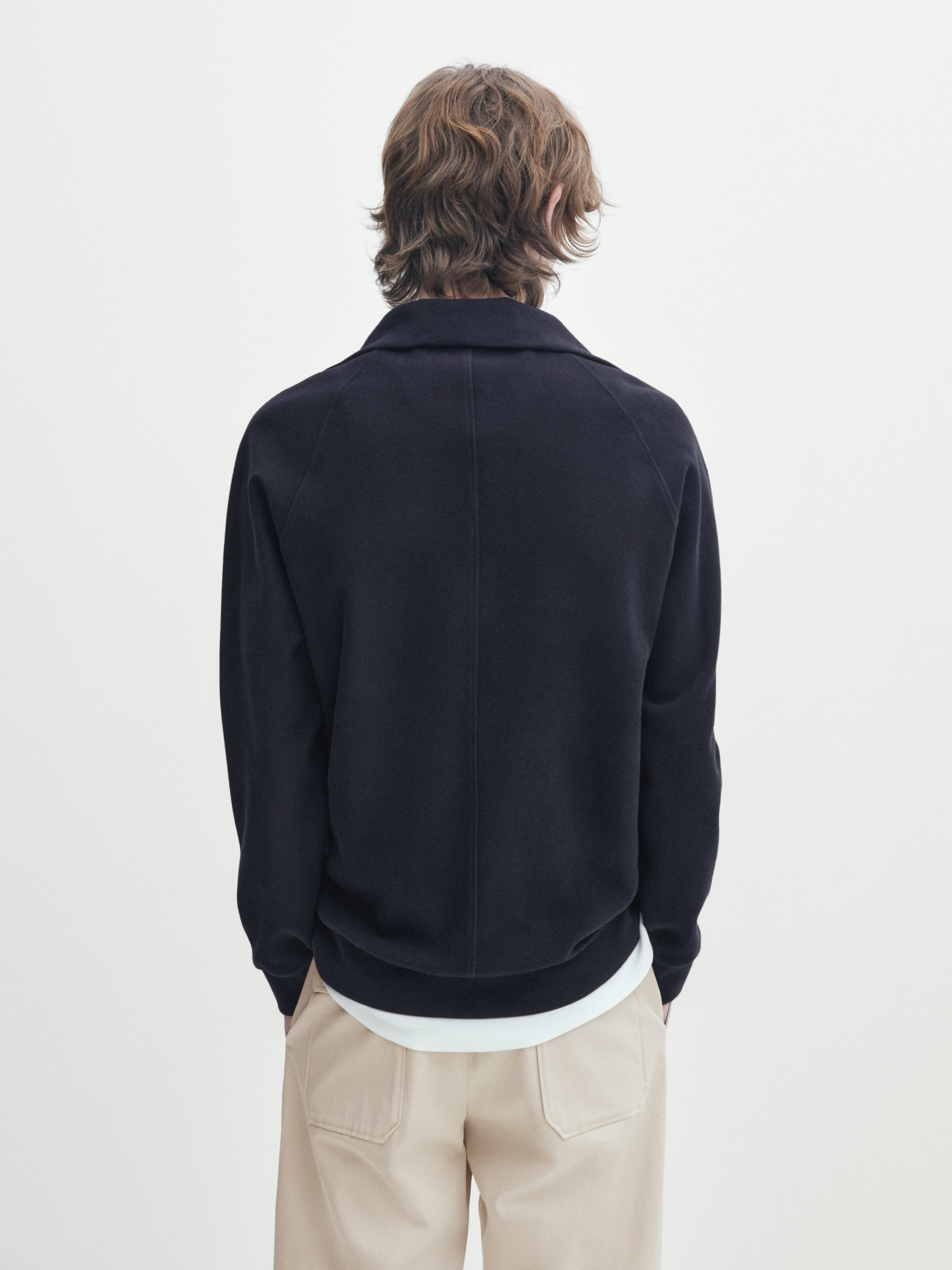 Massimo Dutti Sweatshirt Mit Stehkragen Und Reissverschluss In Marineblau