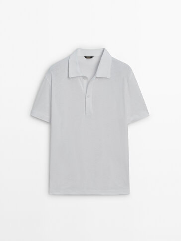 Linen and cotton blend polo shirt