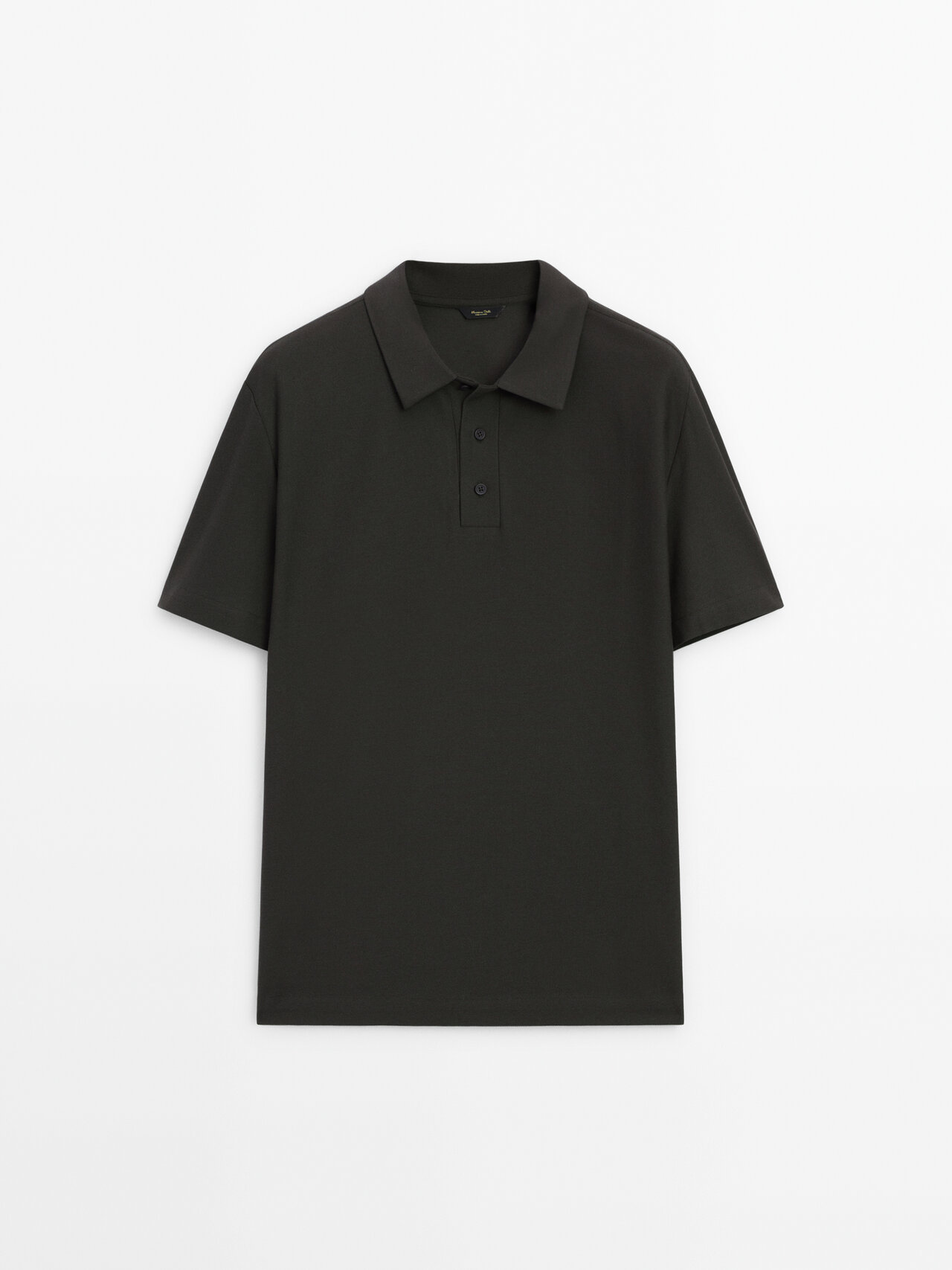 Shop Massimo Dutti Short Sleeve Diagonal Cotton Micro-twill Polo Shirt In Steel
