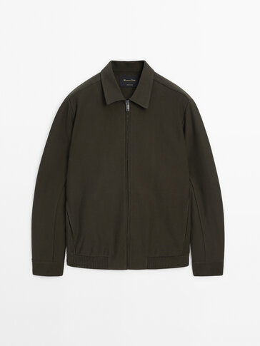 Twill bomber jacket with shirt collar