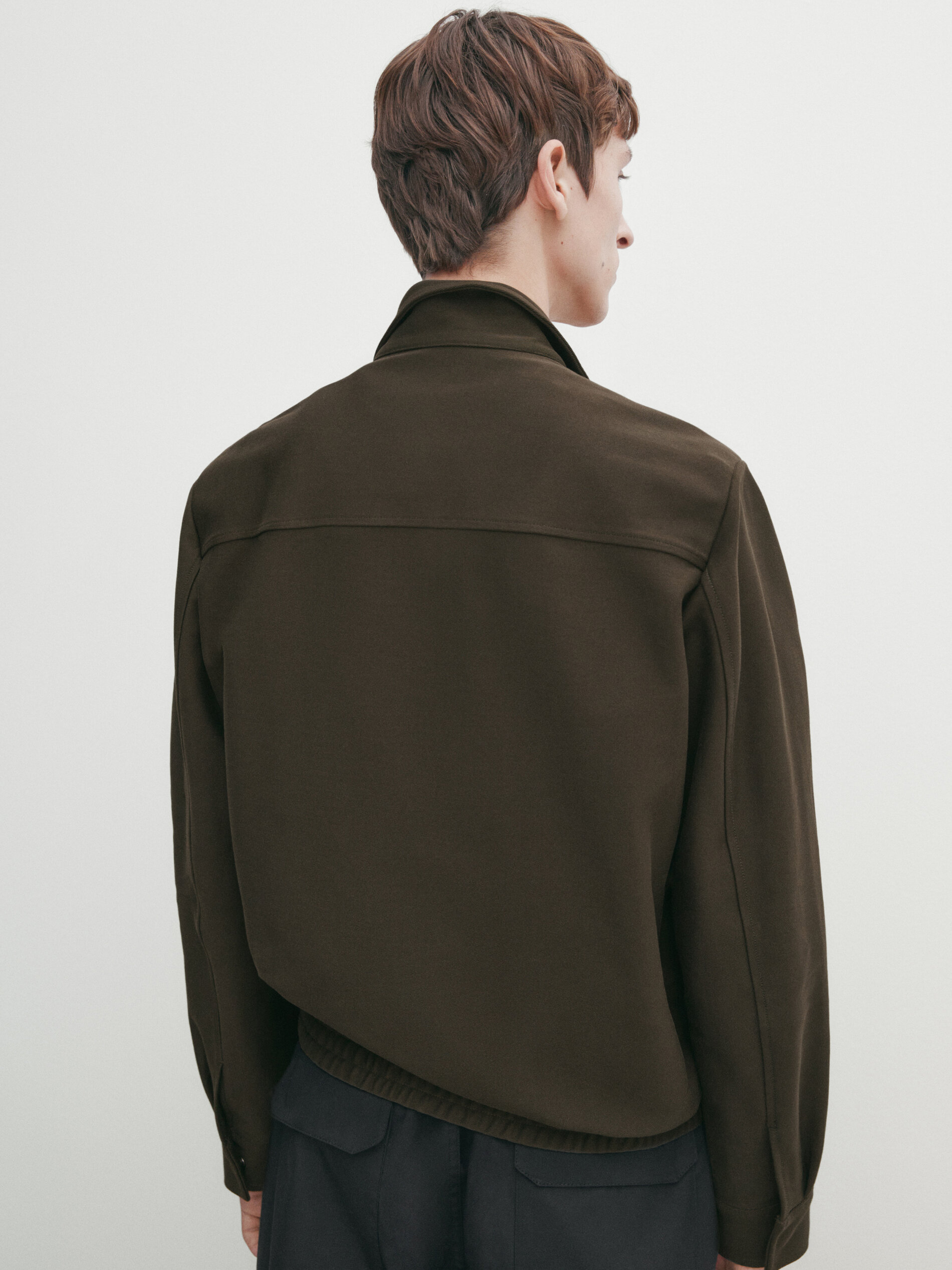 Twill bomber jacket with shirt collar · Green · Polo Shirts And T