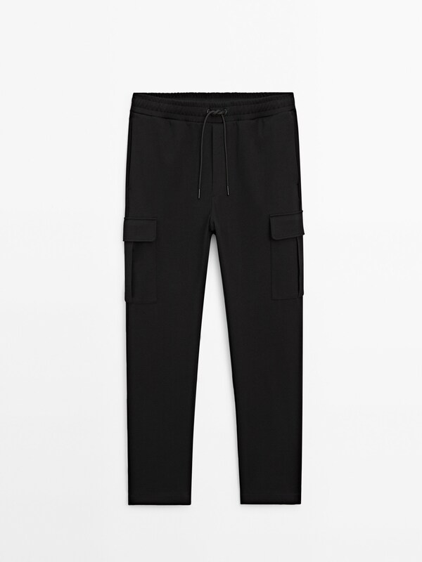 Cotton blend cargo trousers · Black · Polo Shirts And T-shirts ...