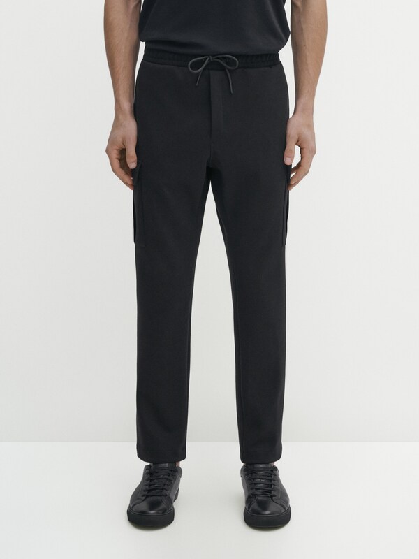 Cotton blend cargo trousers · Black · Polo Shirts And T-shirts ...