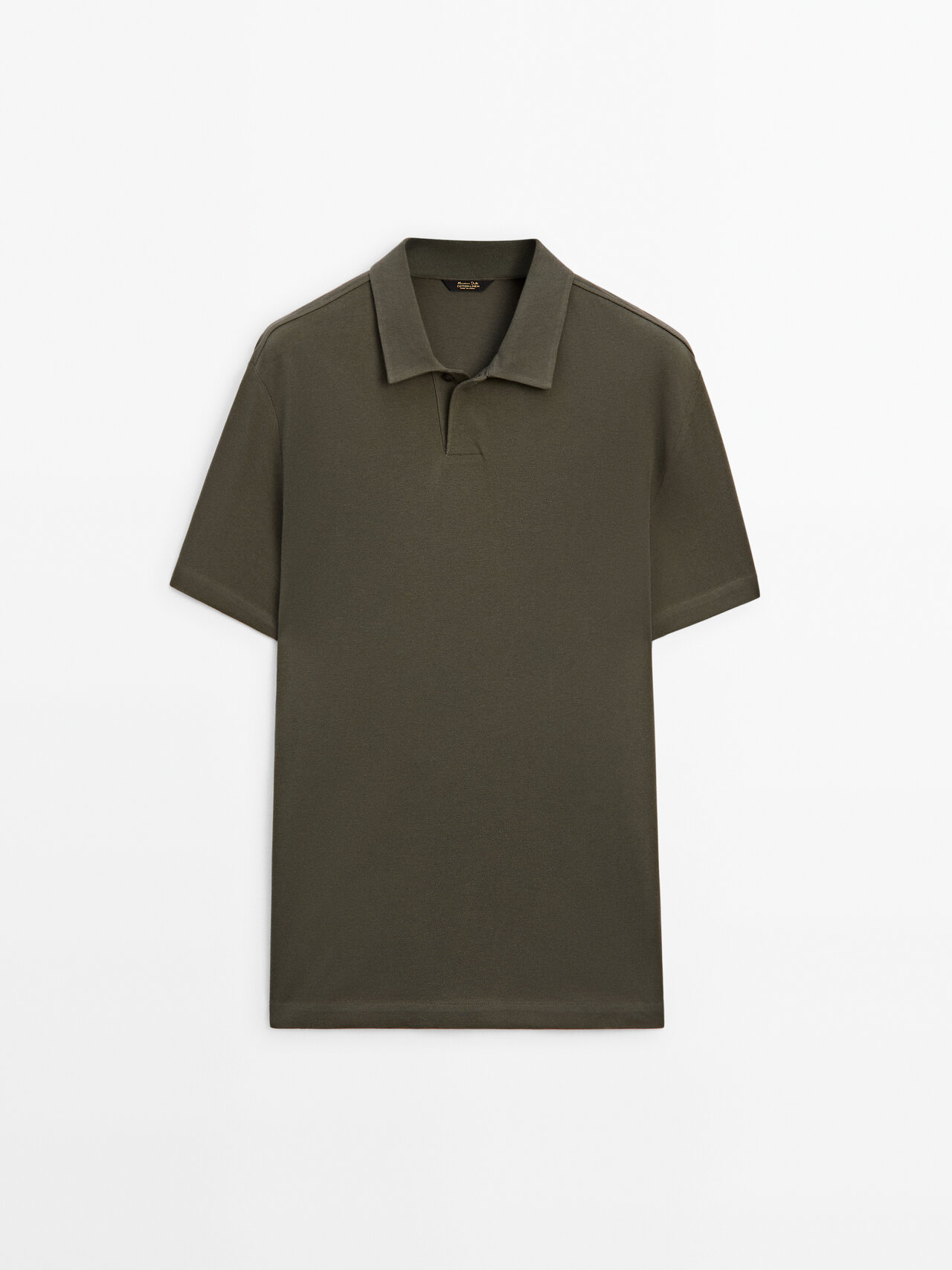 Massimo Dutti Textured Short Sleeve Polo Shirt In Moss Green