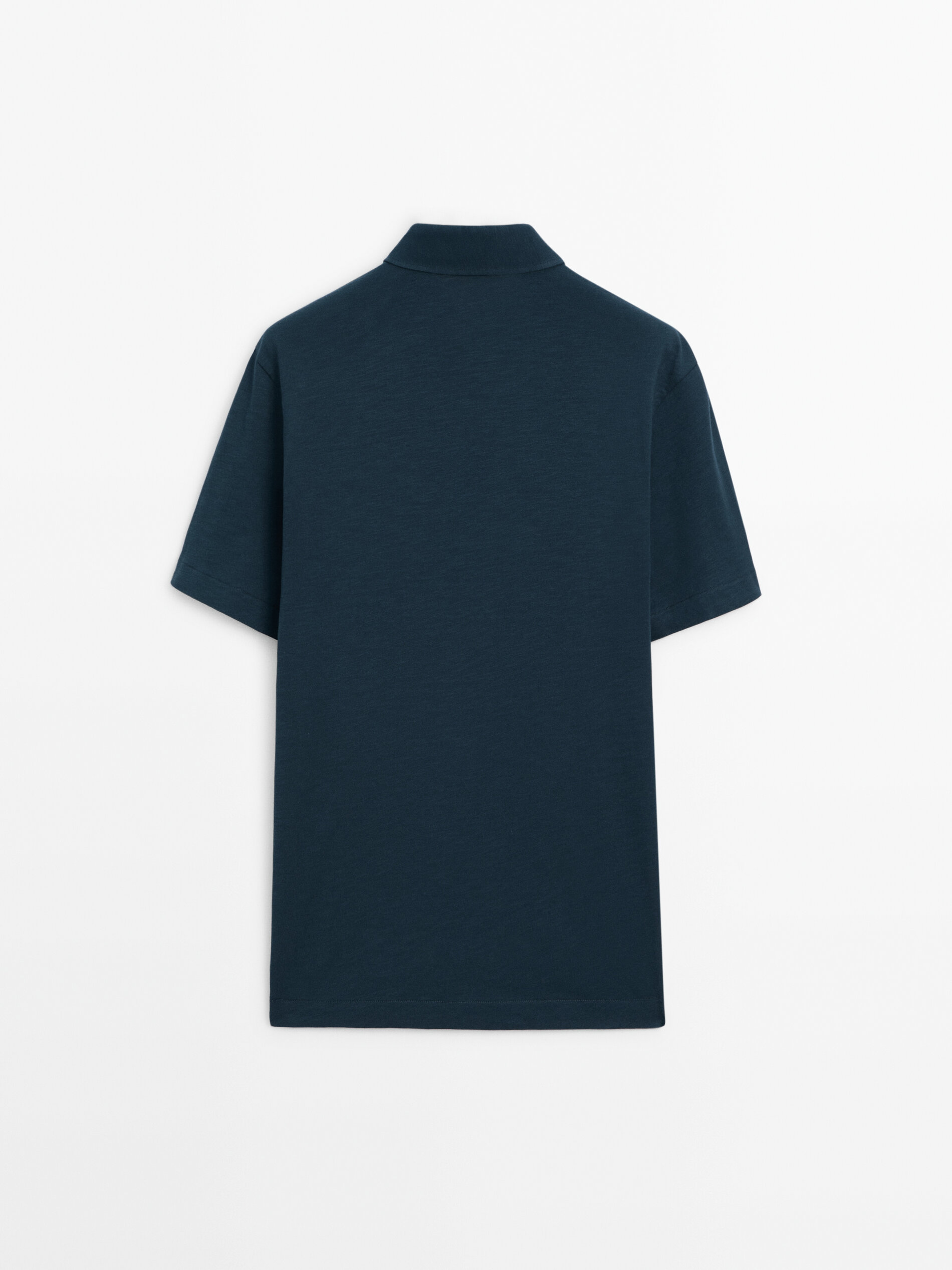 Short sleeve cotton polo shirt · Indigo, Cream, Bluish Green