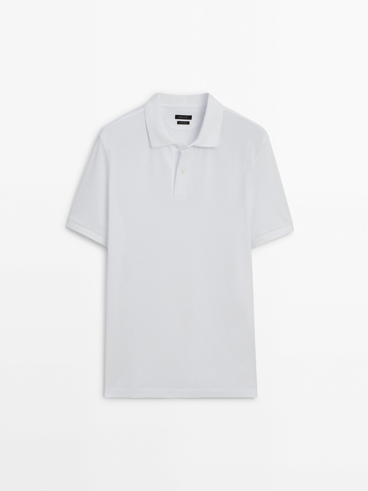 Shop Massimo Dutti Microtextured Cotton Piqué Polo Shirt In White