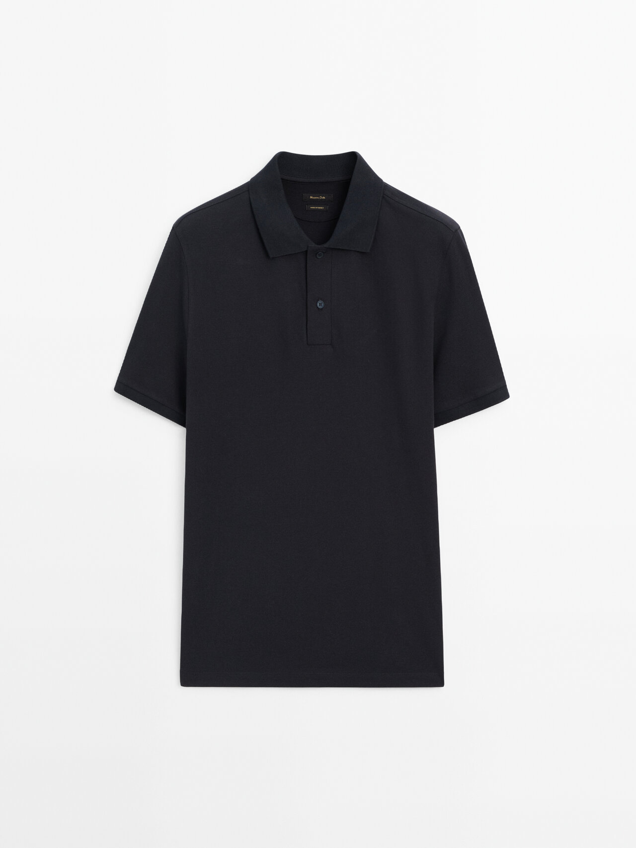 Massimo Dutti Poloshirt Aus Baumwollpikee Mit Mikrostruktur In Navy Blue