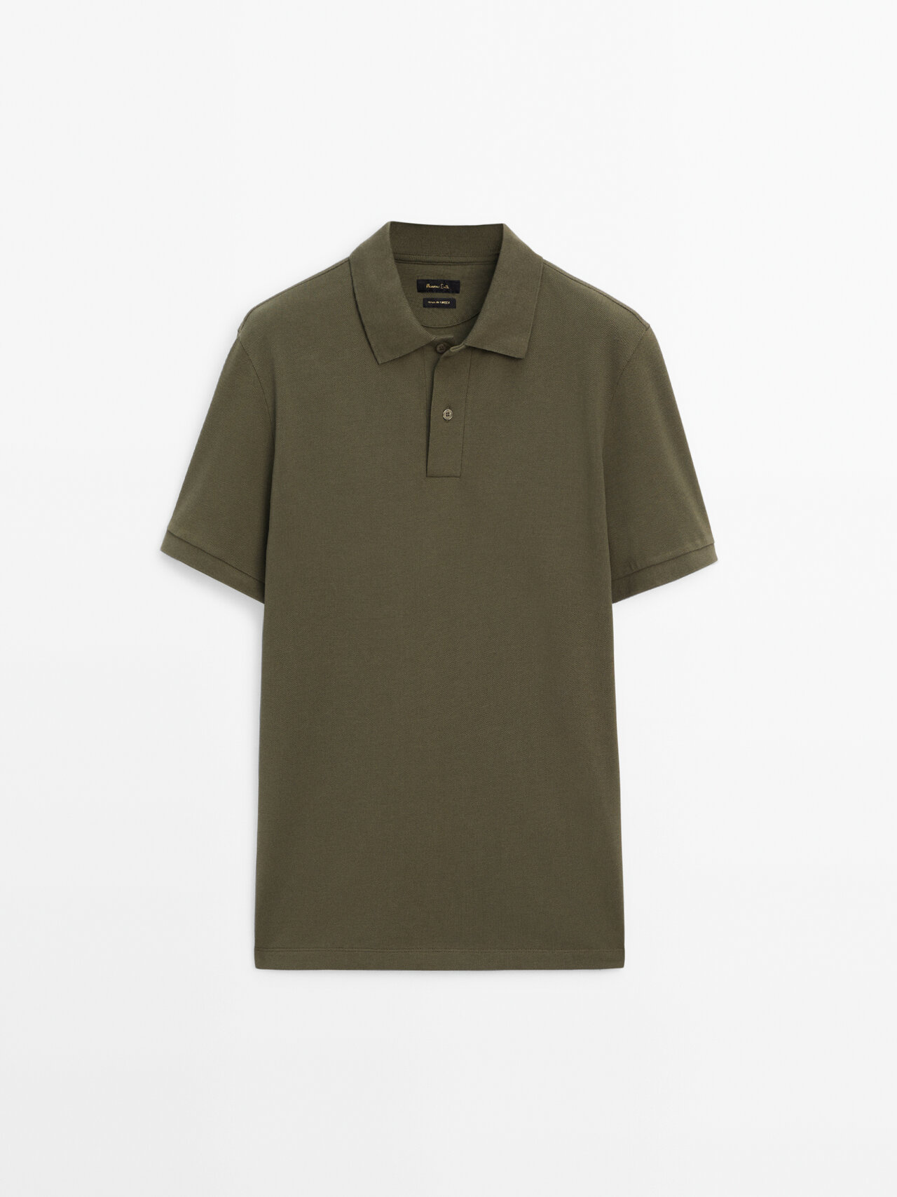 Massimo Dutti Poloshirt Aus Baumwollpikee Mit Mikrostruktur In Khaki