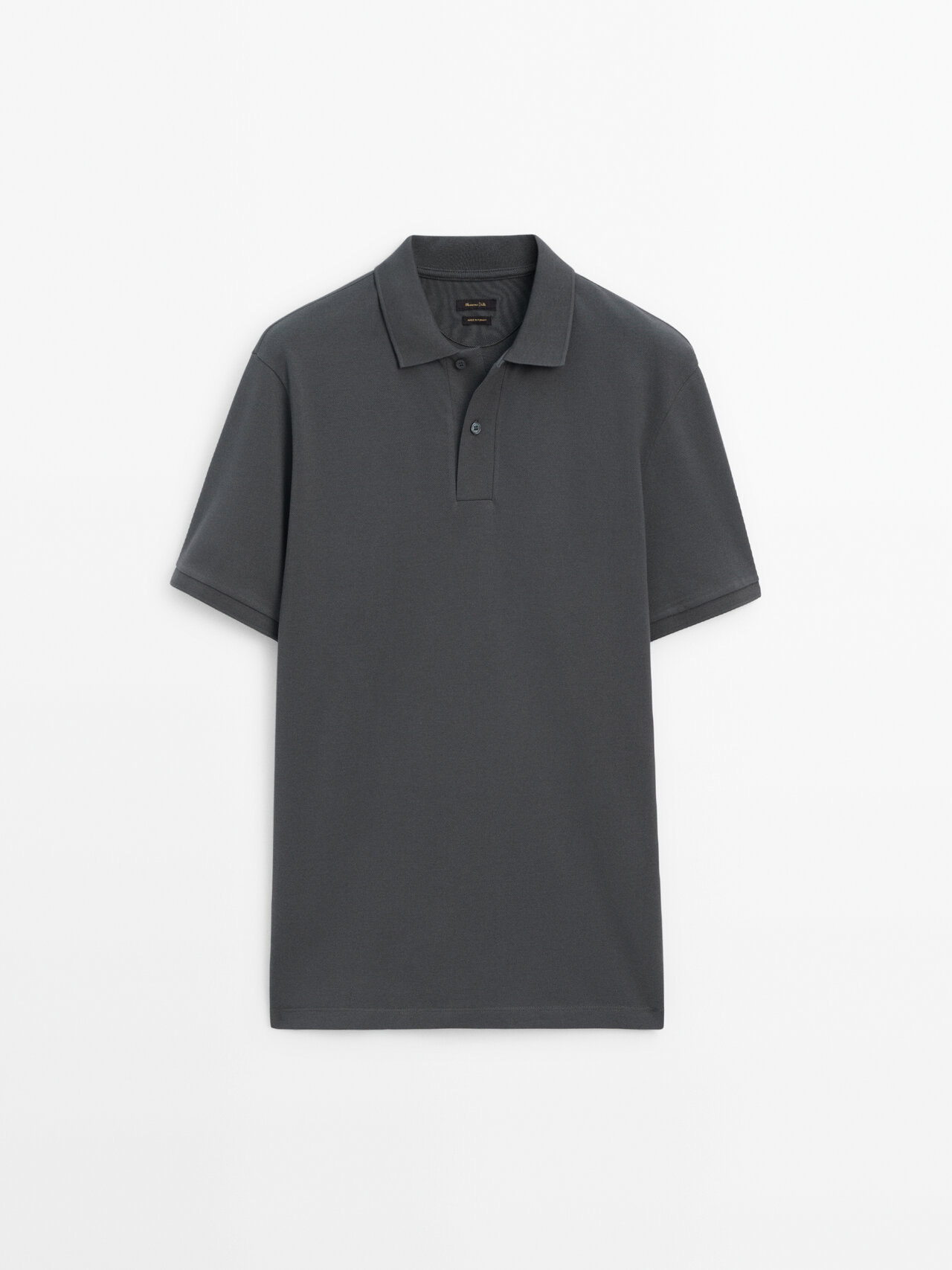 Shop Massimo Dutti Microtextured Cotton Piqué Polo Shirt In Steel