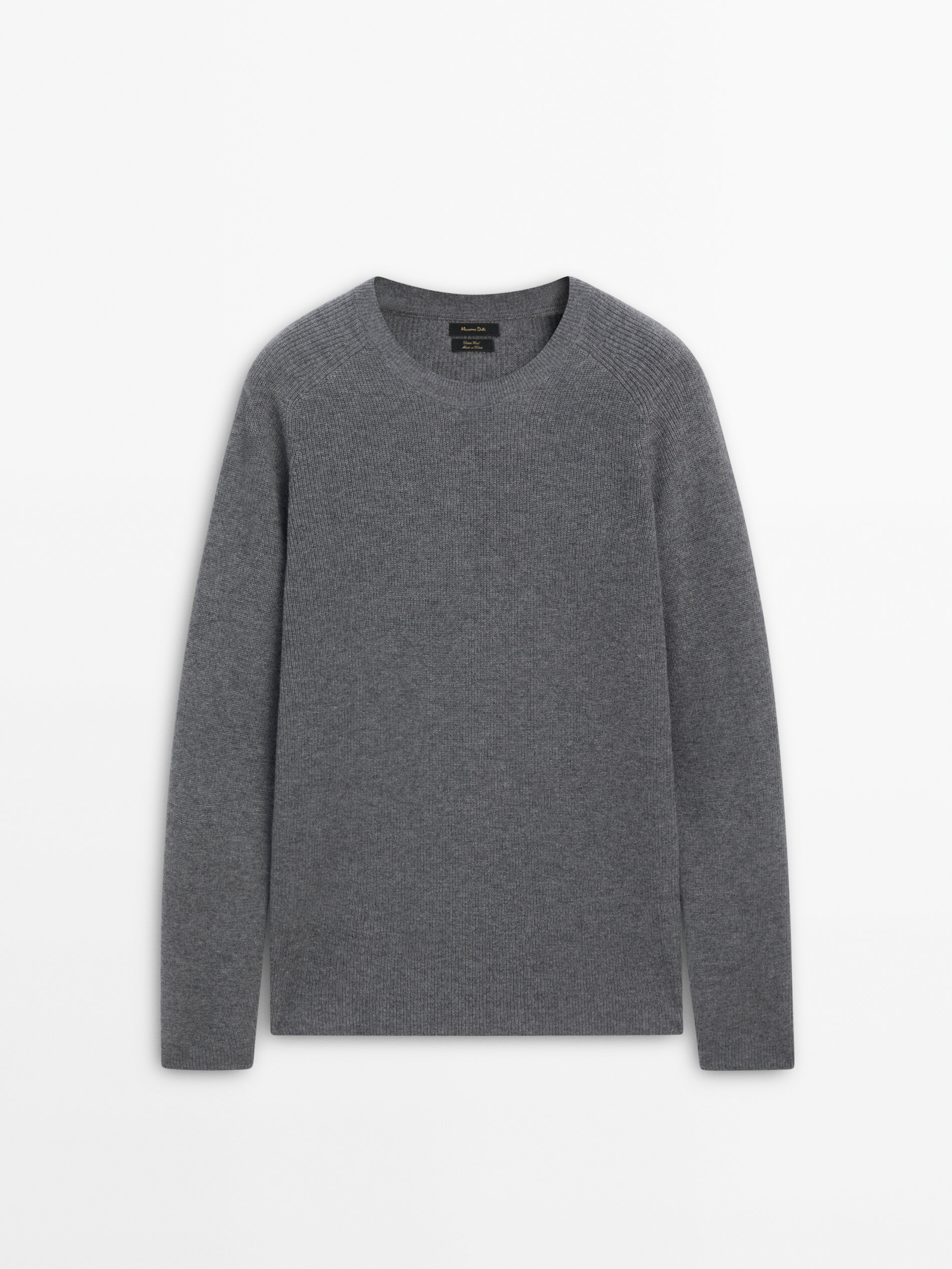Wool and cotton blend knit sweater with crew neck · Anthracite Grey, Navy Blue · Sweaters And