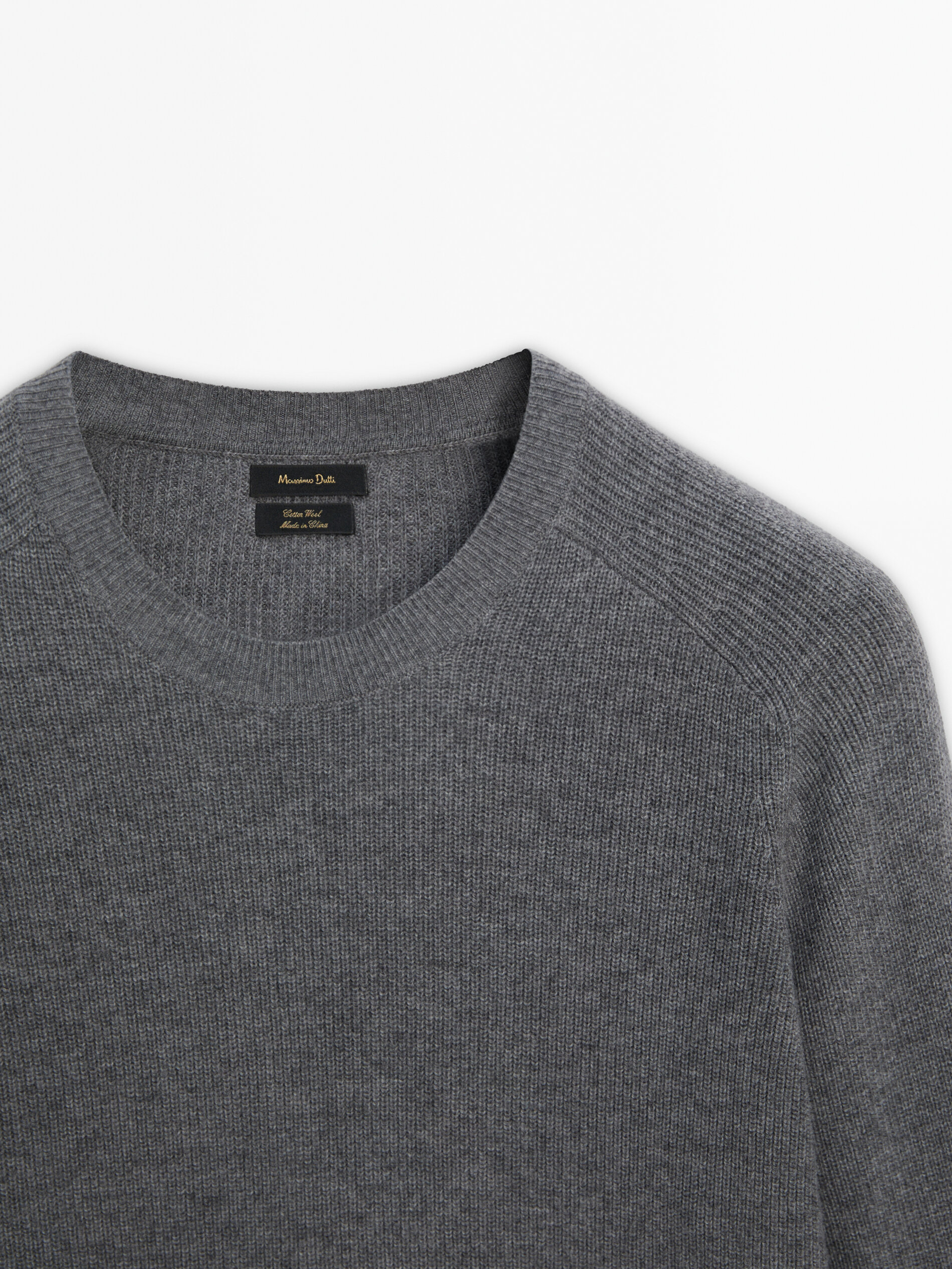 Wool and cotton blend knit sweater with crew neck · Anthracite Grey, Navy Blue · Sweaters And