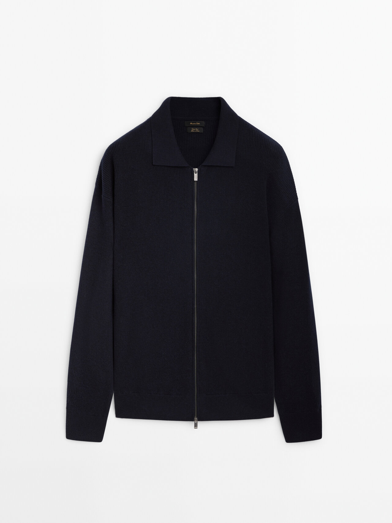 Massimo Dutti Zip-up Polo Collar Cardigan In Marineblau