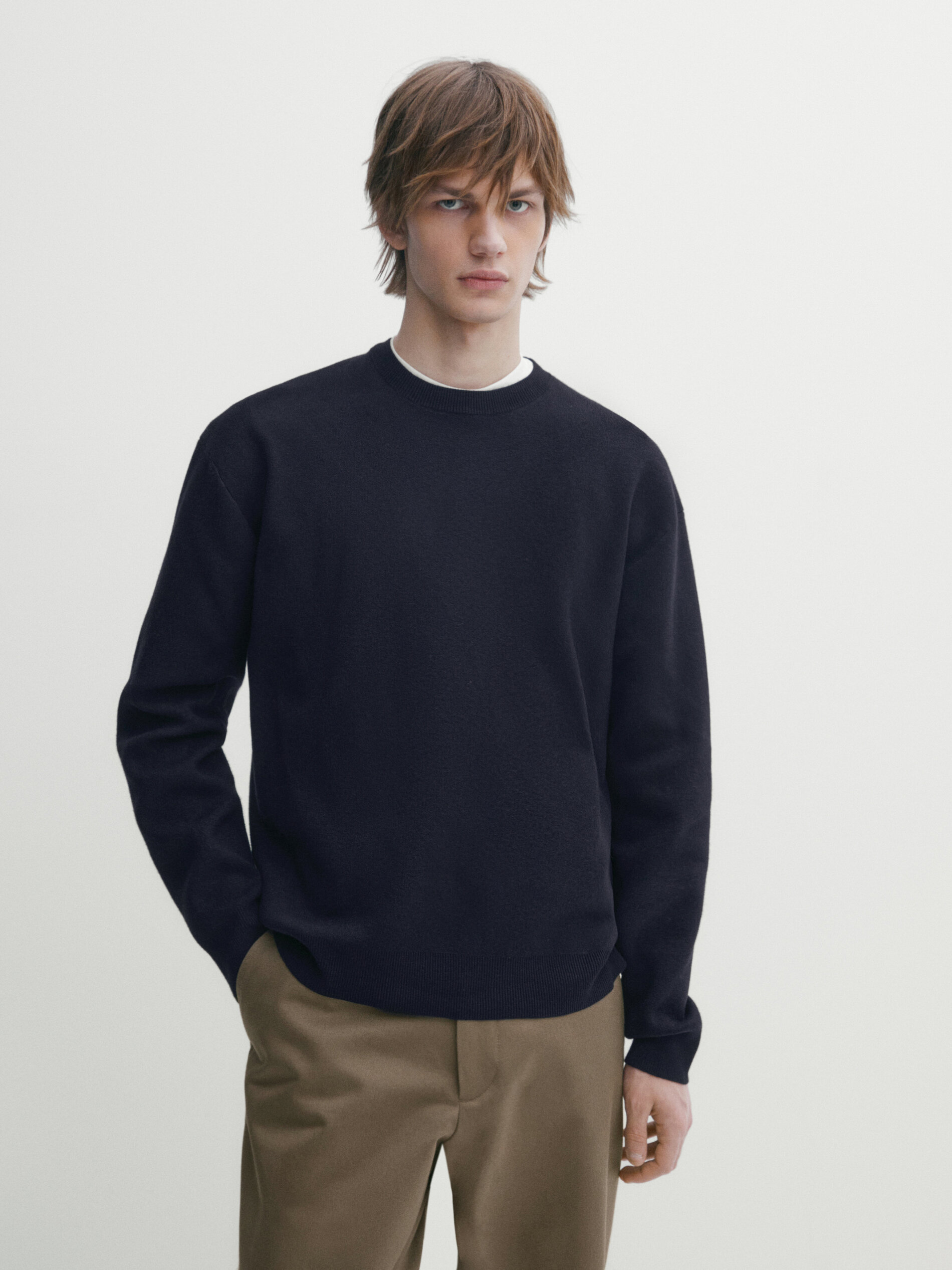 Crew neck knit jacquard sweater