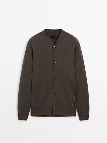 Knit bomber jacket with snap-buttons