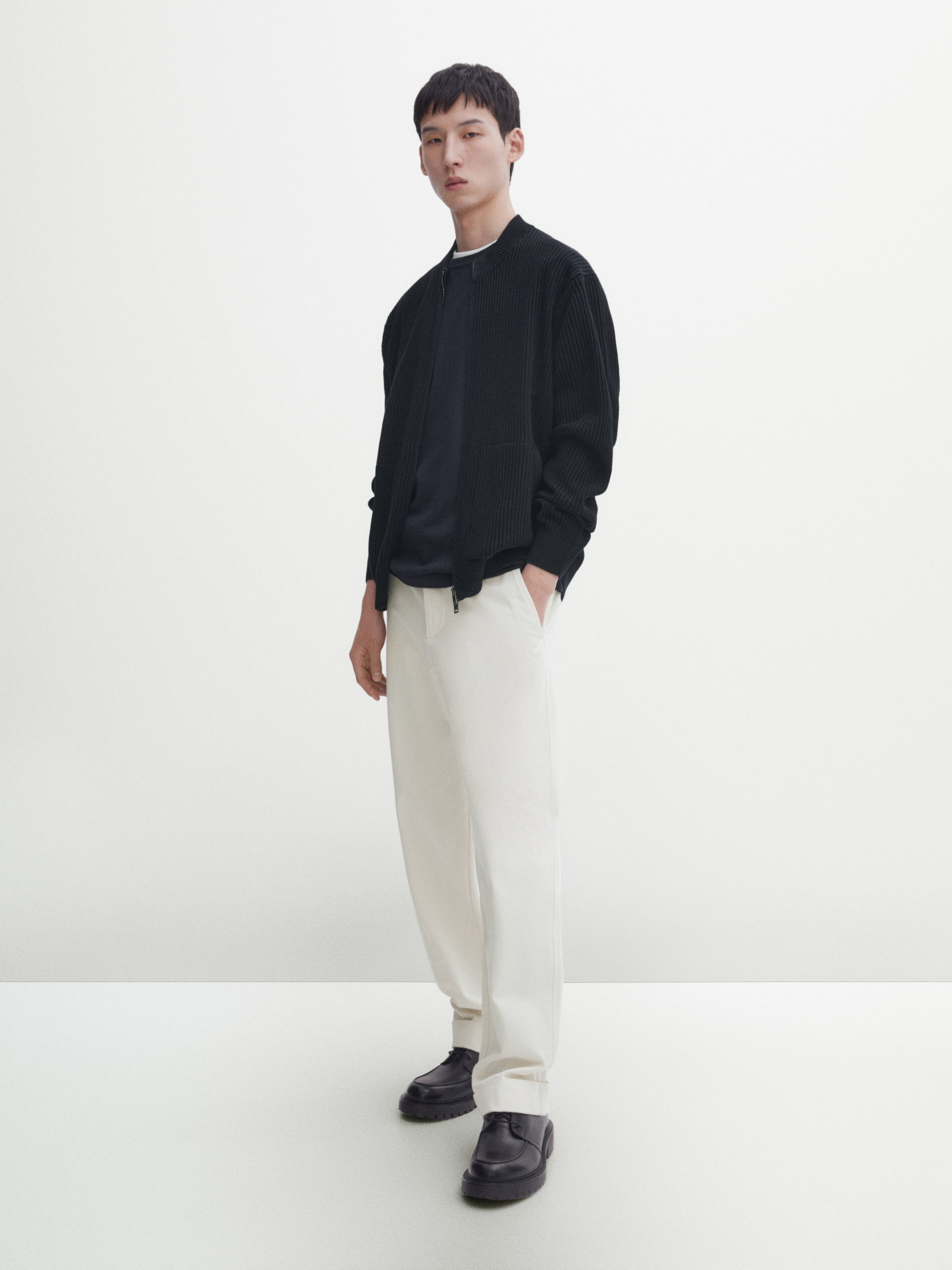 Cotton blend short sleeve sweater · Marineblau, Mittleres Khaki 