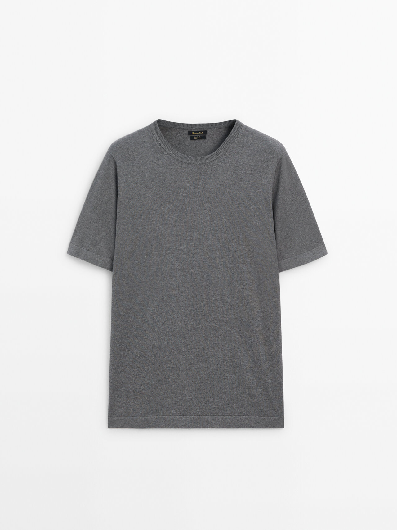 Massimo Dutti Cotton Blend Short Sleeve Sweater In Anthracite Grey