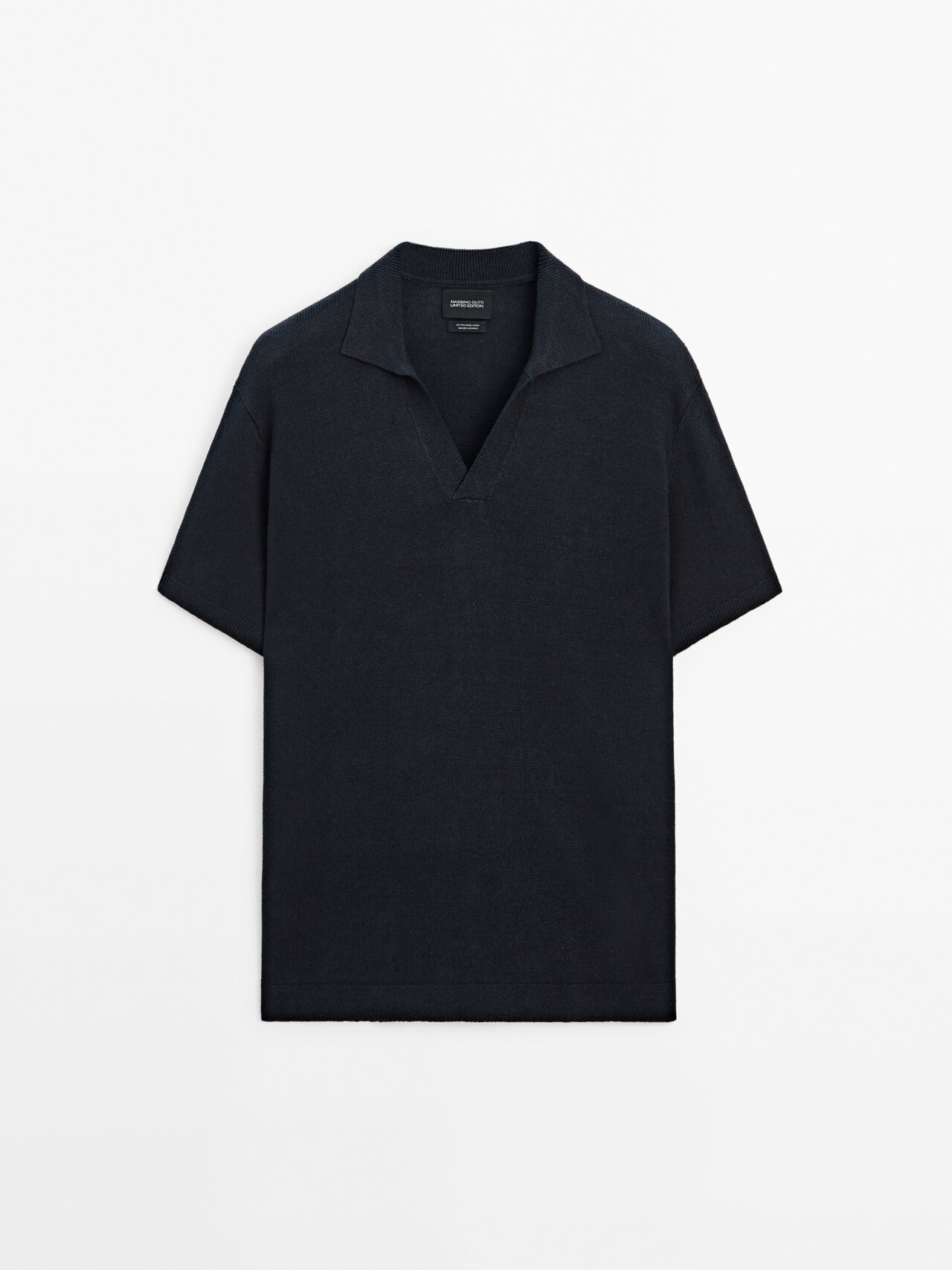 Shop Massimo Dutti Linen Blend Knit Polo Sweater -limited Edition In Navy Blue