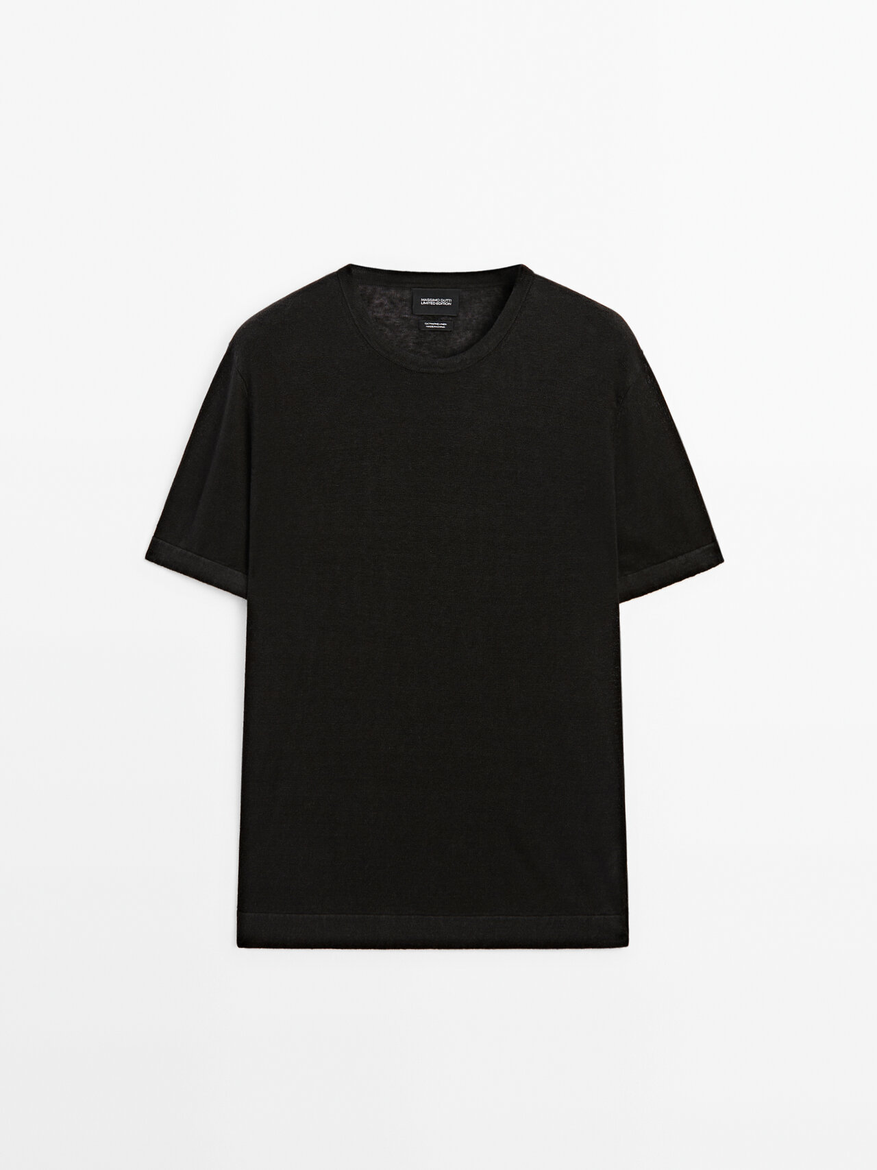 Shop Massimo Dutti Knit Short Sleeve Linen Sweater In Black