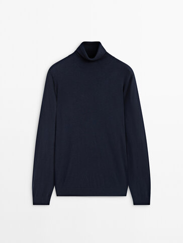 Pull à col roulé en coton mélangé
