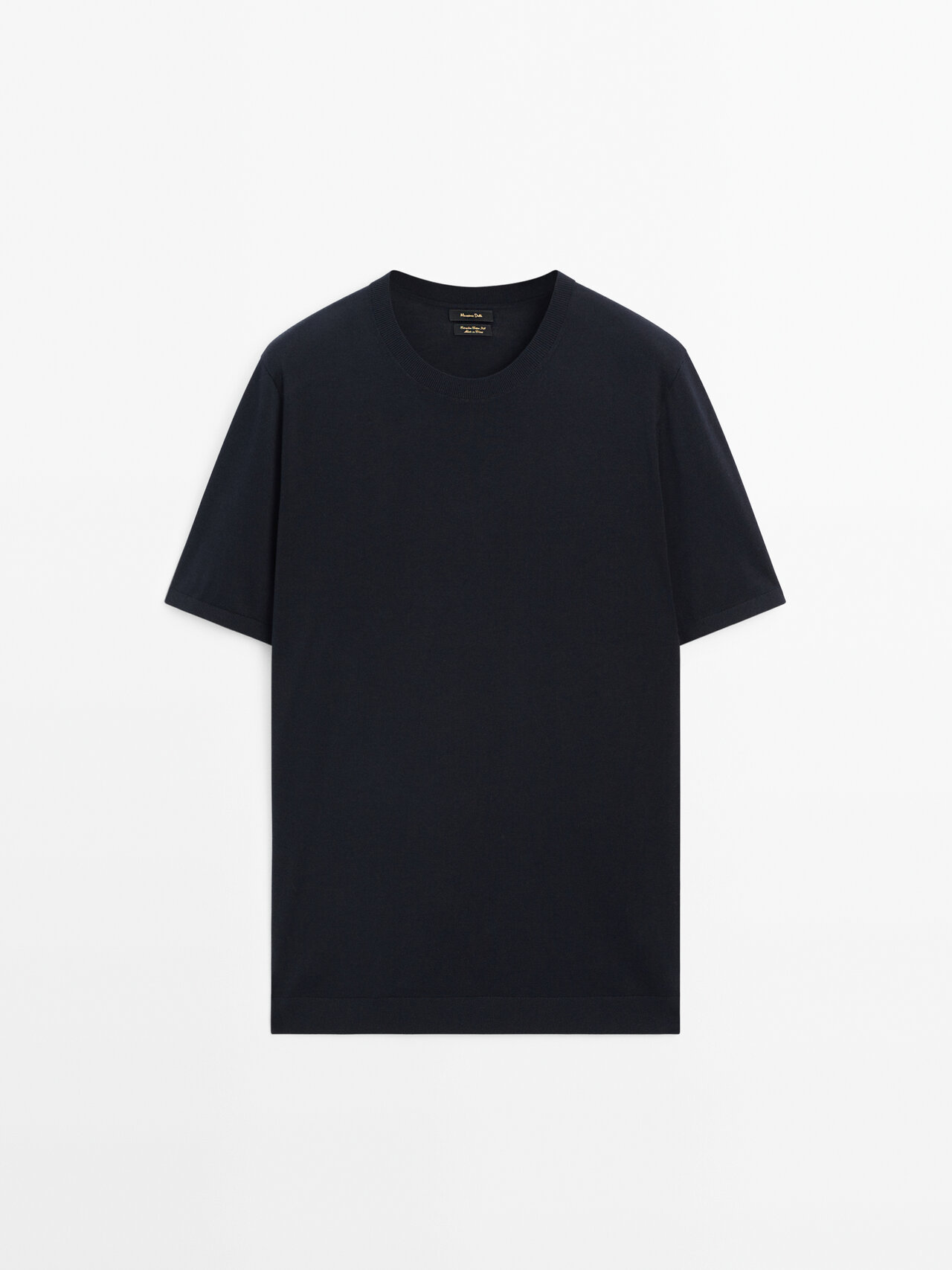 Shop Massimo Dutti Cotton-silk Blend Sweater With Short Sleeves In Navy Blue