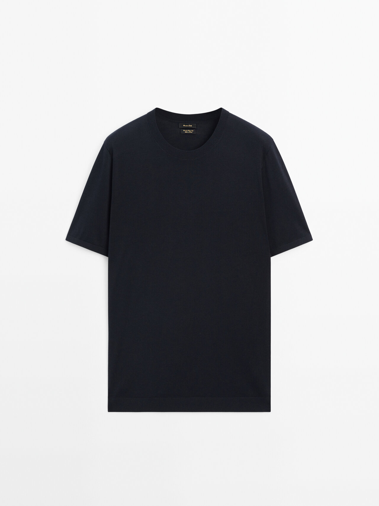 Massimo Dutti Cotton-silk Blend Sweater With Short Sleeves In Navy Blue